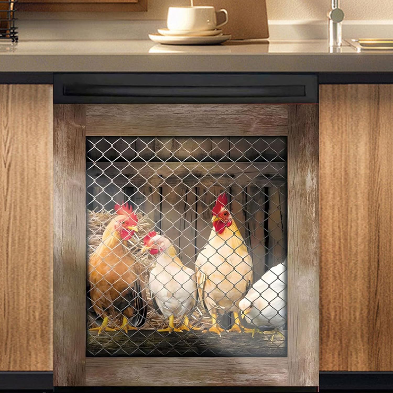 23 W x 26 H inches Dishwasher Cover Decorative Magnet Rooster Kitchen Dishwasher Covers for The Front Dishwasher Door Magnet