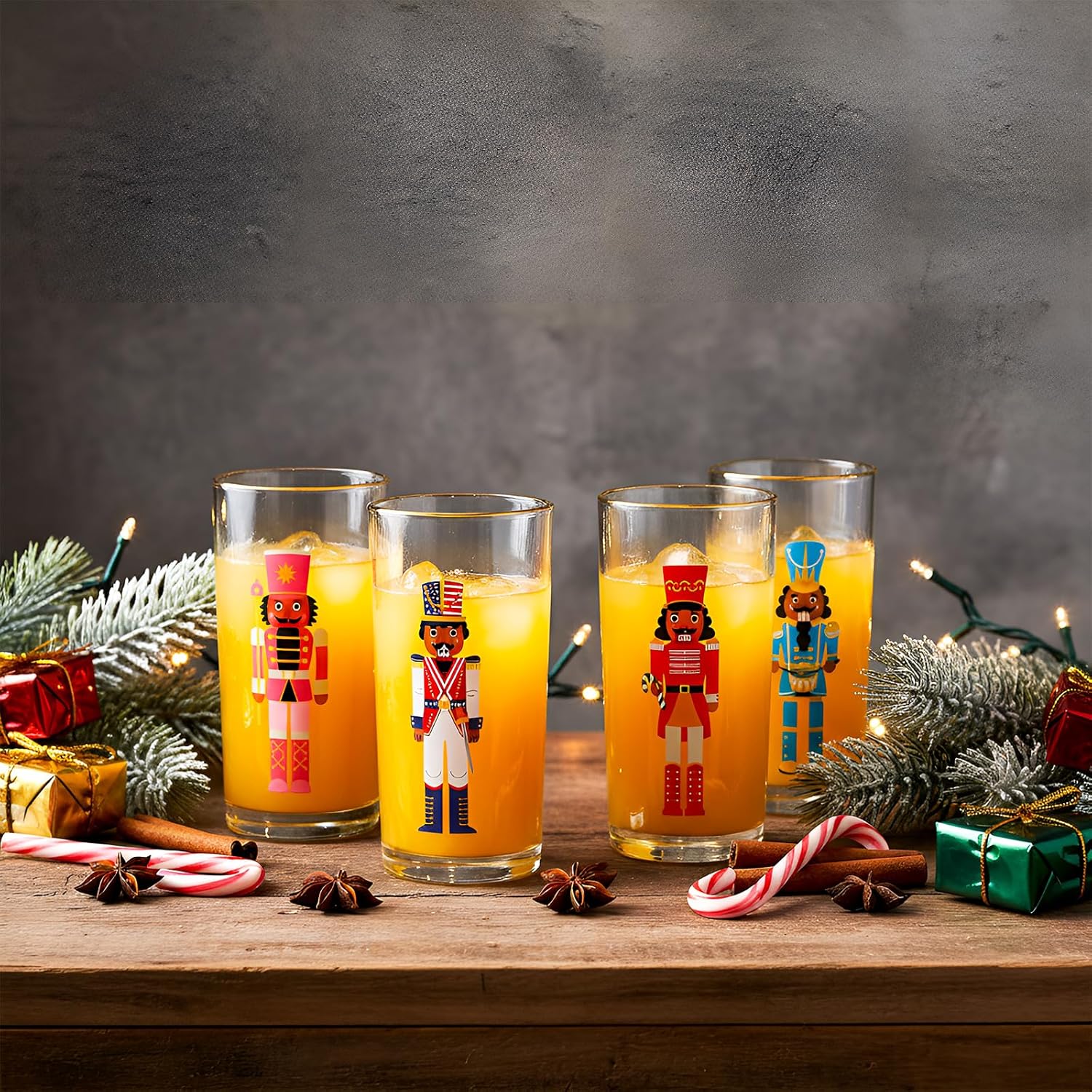 4 Pcs Christmas Highball Glasses 15oz Nutcracker Gold-Rimmed Whimsical Holiday Glasses Christmas Dinnerware for Beverage Sparkling Wine and Champagne for Holiday Hosting Celebrations - Image 3