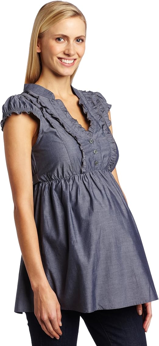 NOM Women's Maternity Hadley Blouse, Chambray, Small at Amazon Women’s