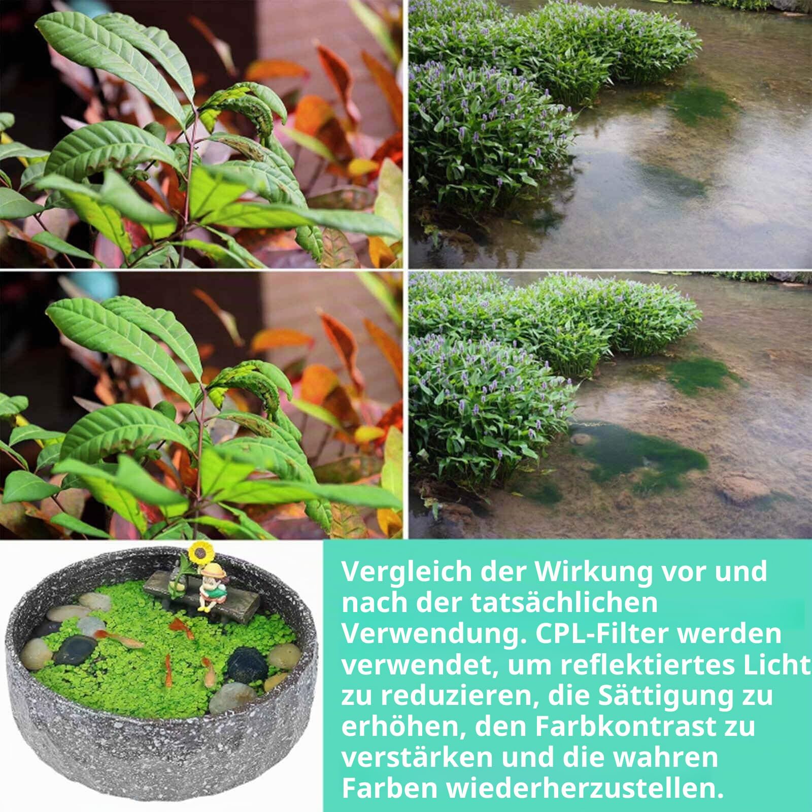 CPL Polarisationsfilter für iPhone, Samsung und andere Smartphones, Clip-On-Adapter, HD-doppelseitig, mehrfach beschichtetes SLR-Objektiv, optisches Glas, Handy-Objektiv-Zubehör