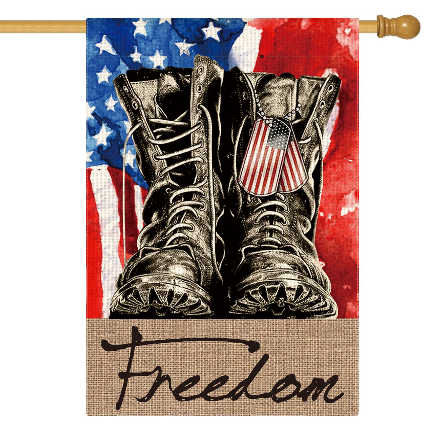 Drapeau de maison 71x101 cm patriotique avec les Freedom Boots pour le 4 Juillet
