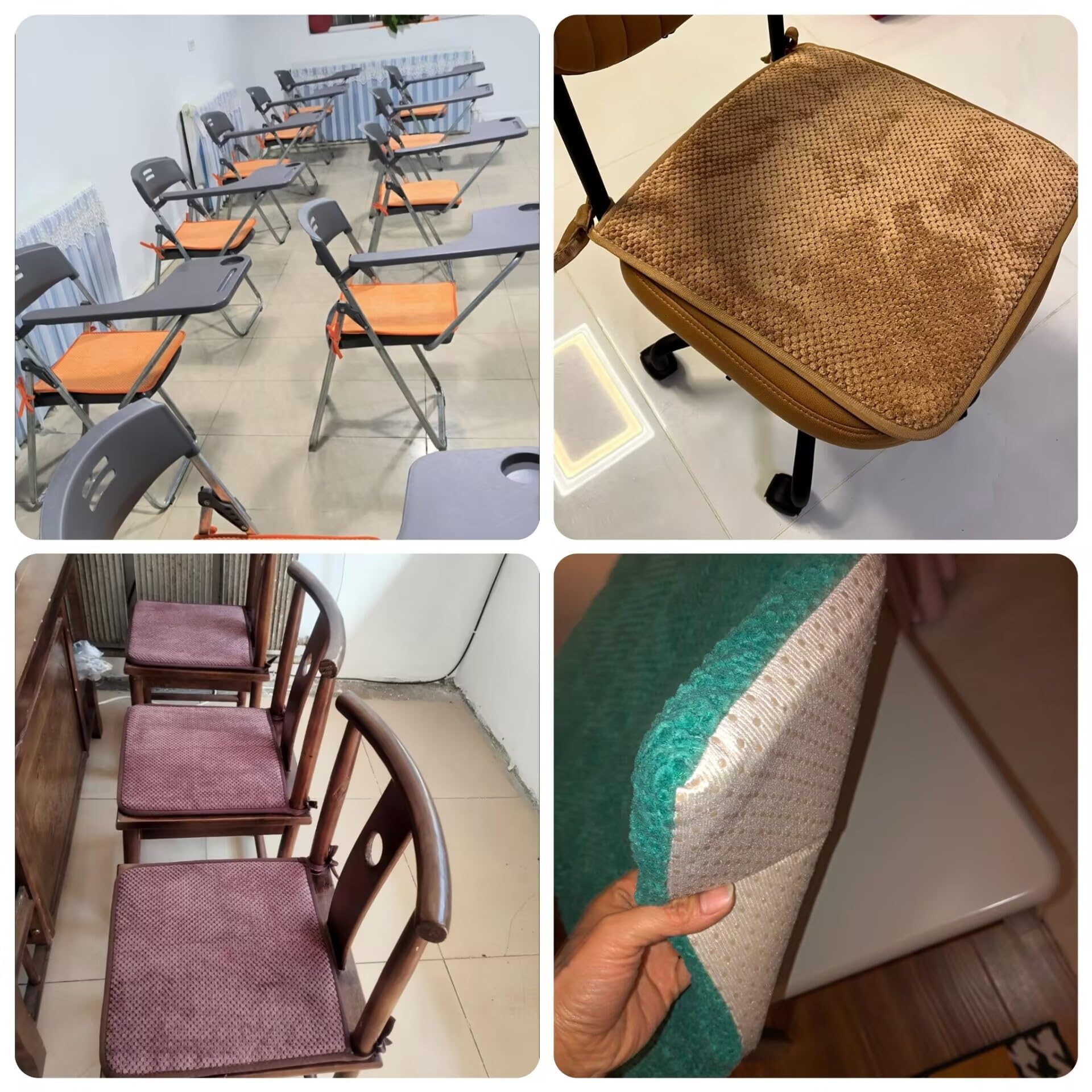 Cuscini Quadrato per Sedie Cucina con Lacci set da 4/2/1, 40x40/45x45/50x50/25x35/35x38cm Cuscini di Seduta Antiscivolo per Sedie da Pranzo,Esterno, Giardino,Ufficio, Soggiorno(Color 4,4pcs 35x38cm)