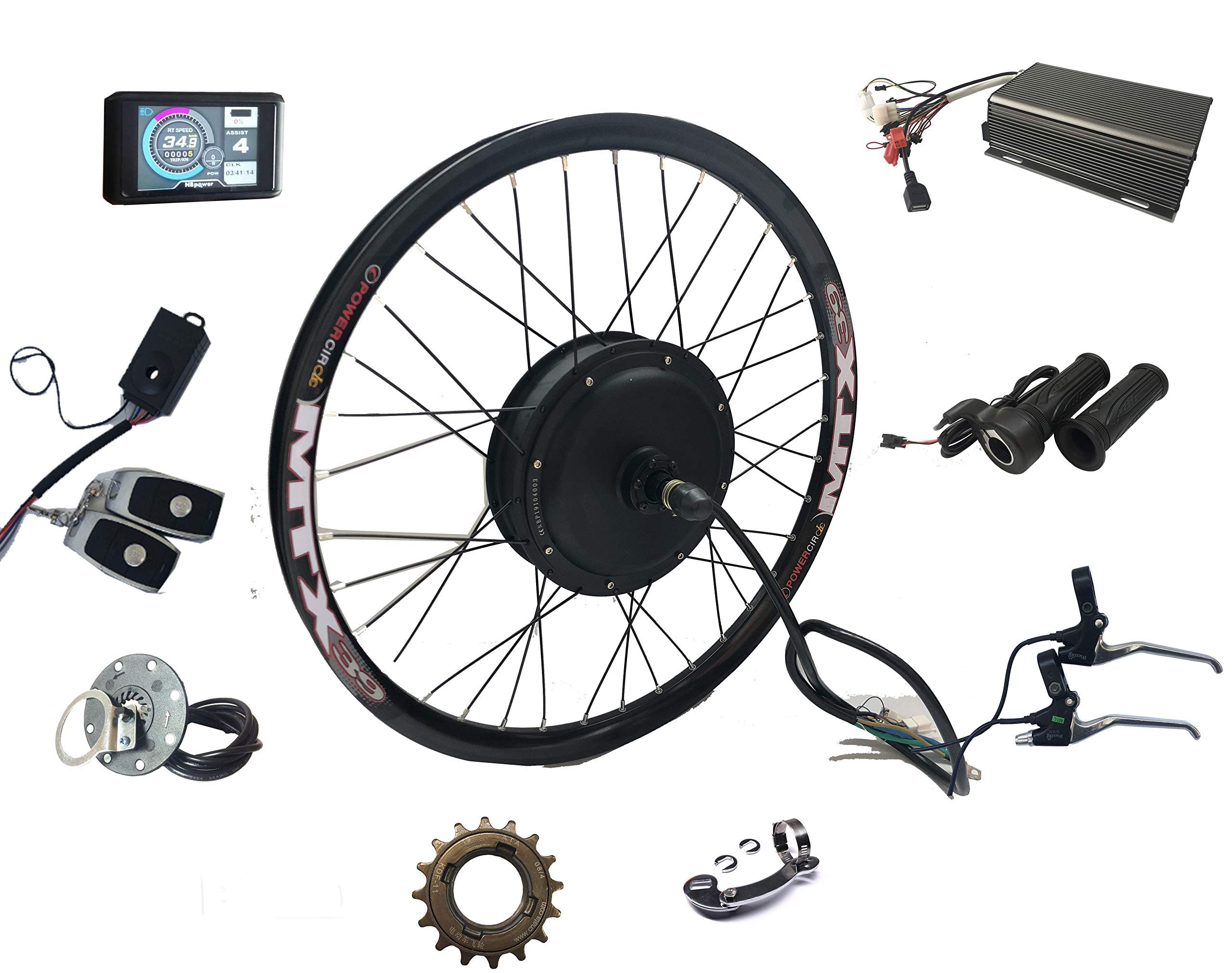 NBPOWER Programmable, 48V-72V 5000W Rear Wheel Electric Bike Conversion Kit, 72V 100A Sine Wave Programmable Controller, TFT UKC1 Display, PAS,5000W Brushless gearless Motor,