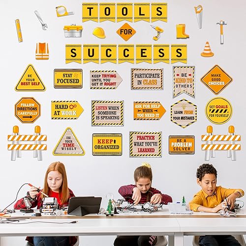 Miniatura 3 de Outus Juego de 47 tablones de anuncios de construcción, herramientas de recortes de construcción para el éxito, decoraciones de aula para niños,