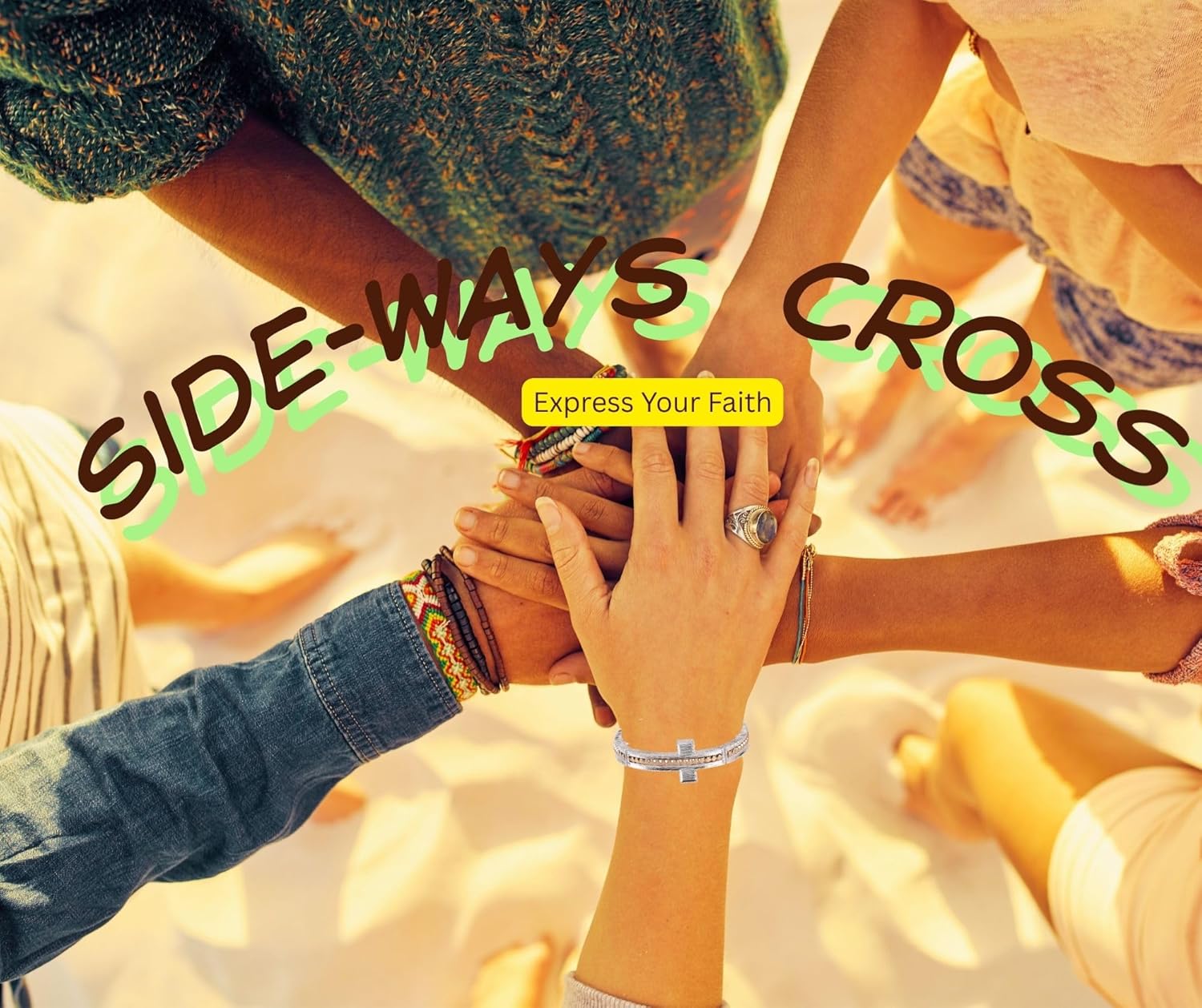 Dicksons エレガントな横向きクロスストレッチブレスレット モダンなツートンカラーシルバー&amp;ゴールドメッキ テクスチャ