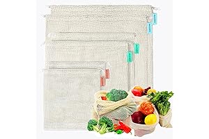 Produce Bags Reusable - 6-Pack of Vegetable and Grocery Bags (2S, 2M,...