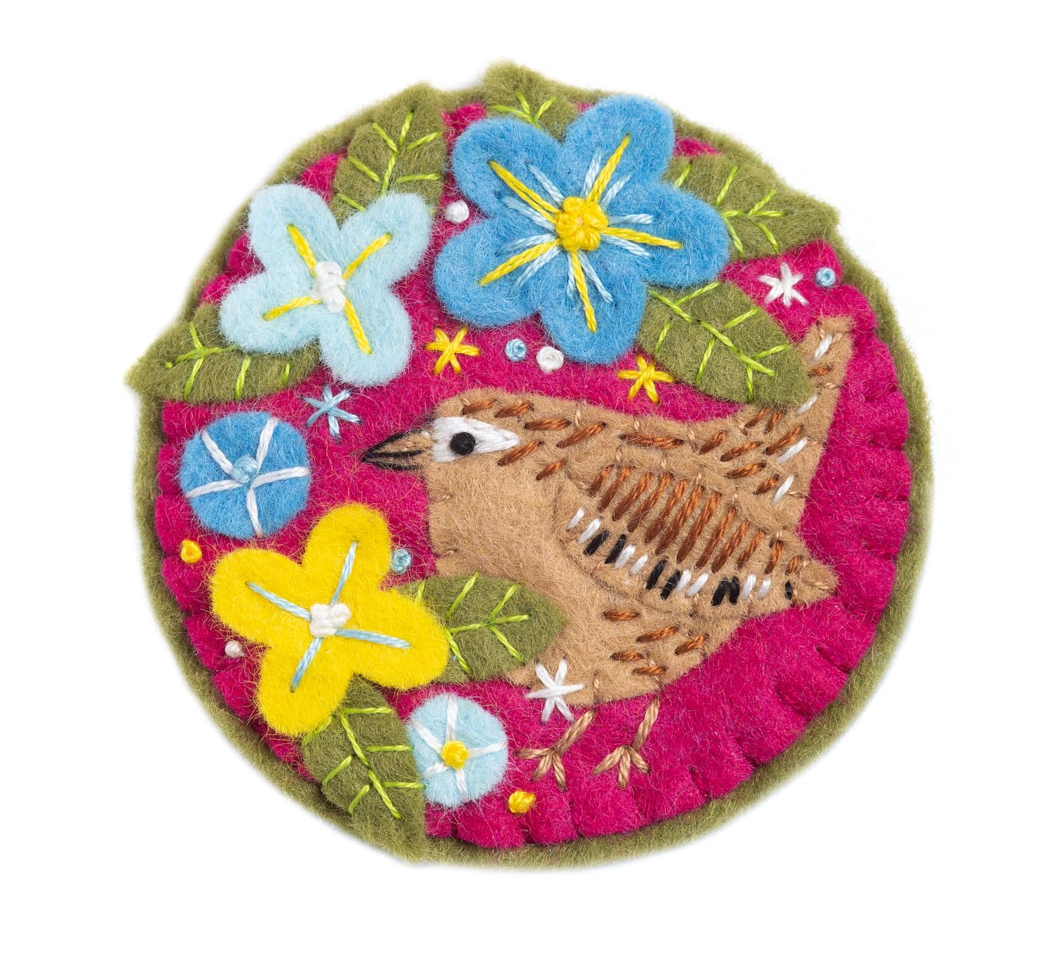 Hawthorn Handmade Wren Felt Craft Brooch Kit. Craft Kits for Adults Includes Wool Felt Sheets, DMC Cotton Thread - Image 2