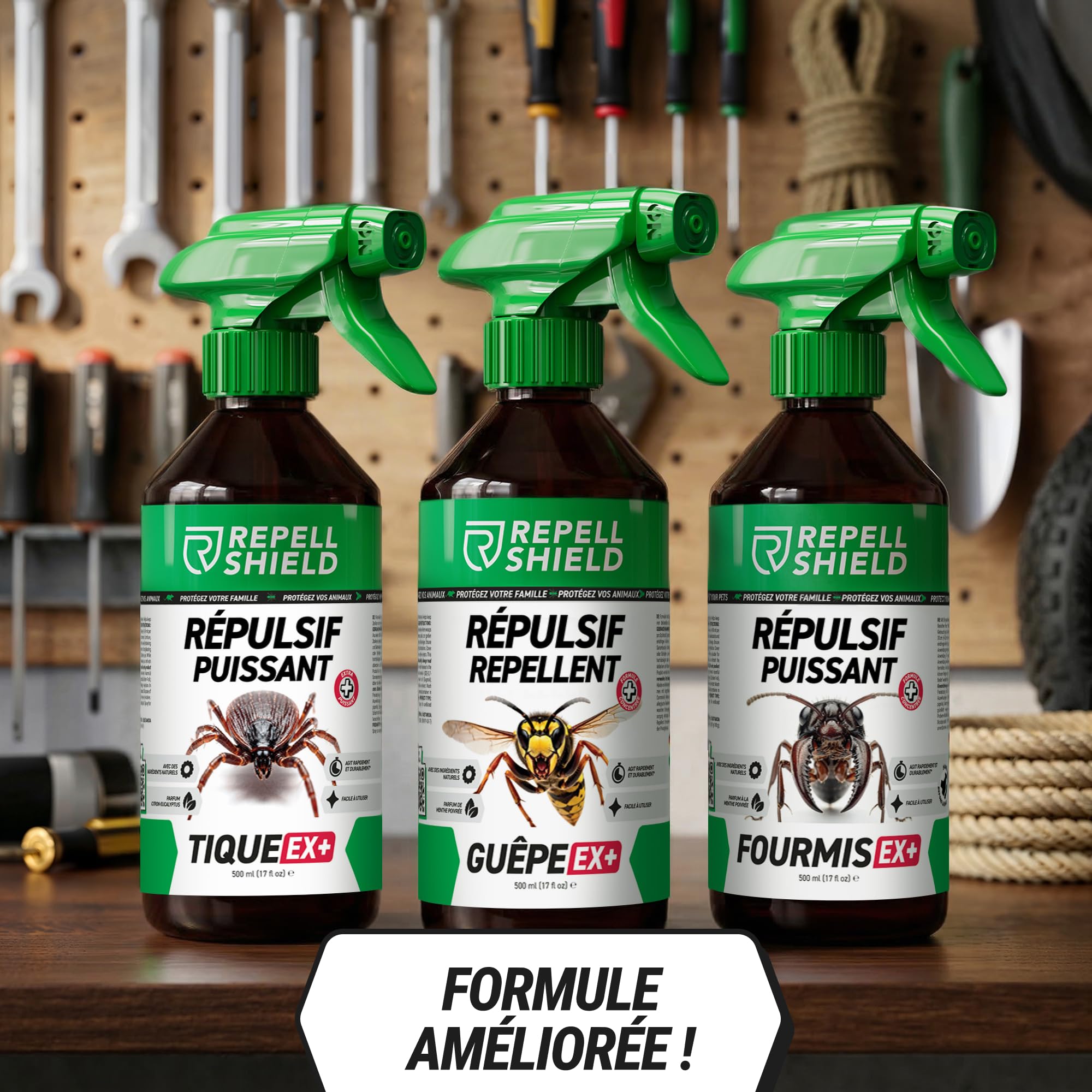 RepellShield® Spray Anti Tique Humain -500ml- Protection Cutanée & Textile - Non Tachant - Usage Intérieur & Extérieur - Solution Multi-Usage Anti Tiques avec Extrait de Chrysanthème