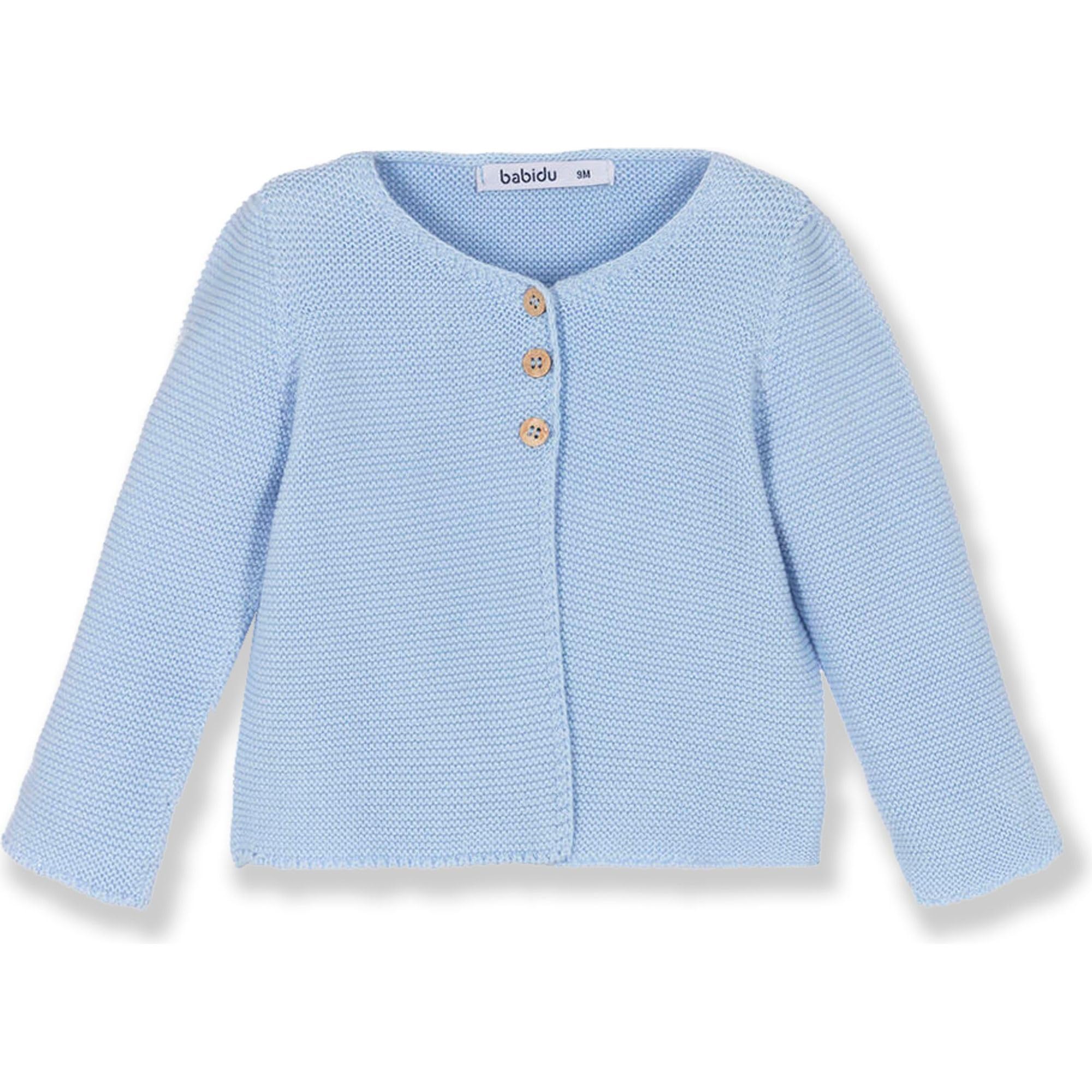 BABIDU Chaqueta de Punto 100% Algodón, Prenda Básica para Bebés, Niños, Niñas Unisex, Cuello Redondo Tejido Hipoalergénico Suave y Transpirable, Ideal para Invierno y Entretiempo, Ropa Infantil Cálida