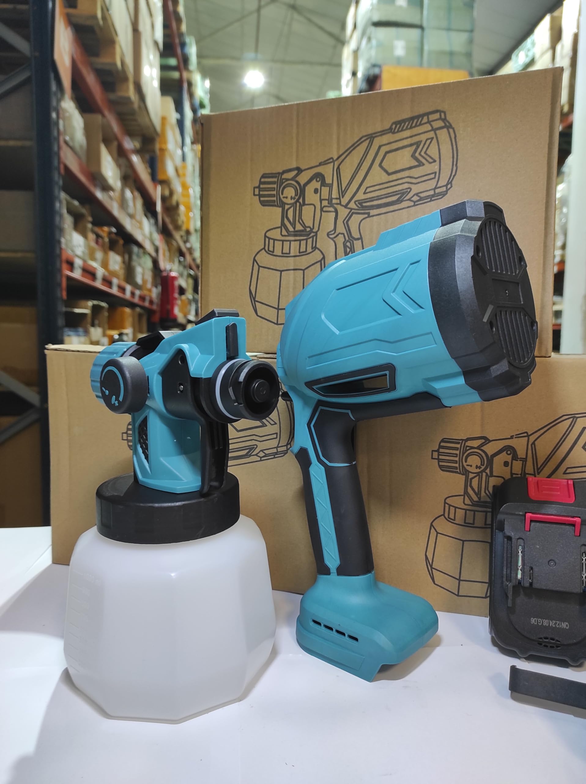 MayMax Pistola de Pintar Electrica Inalambrica con Doble Bateria - Pulverizador de Pintura Portatil Recargable para Paredes Muebles Vallas Interior y Exterior
