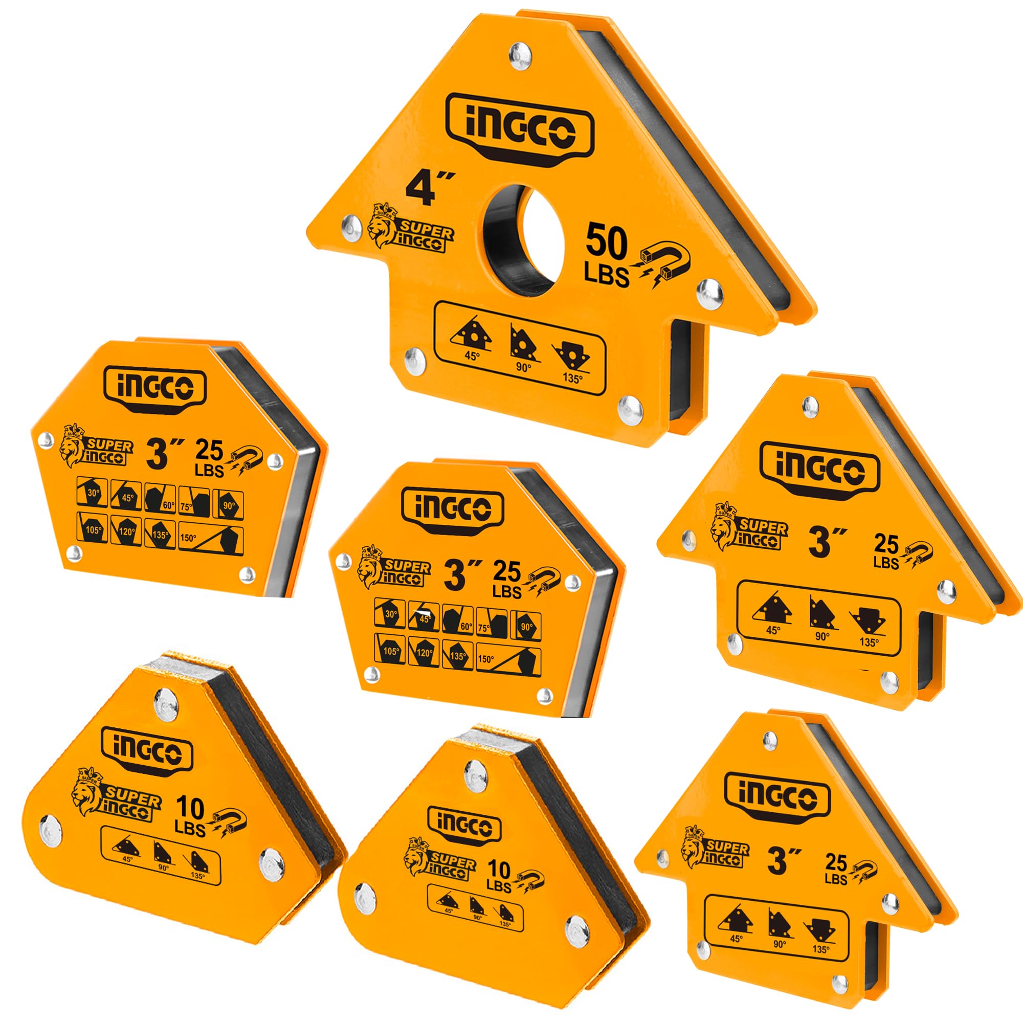INGCO 7 Pcs Magnetic Welding Holder Set, Welding Magnet Set for Metal Working up to 50 Lbs Strength Magnetic Welding Holder, 30°,45°,75°,105°,120°,135° Angle Fits for welding, Soldering, Assembling (B0CZHSQV1H) Amazon Price History, Amazon Price Tracker