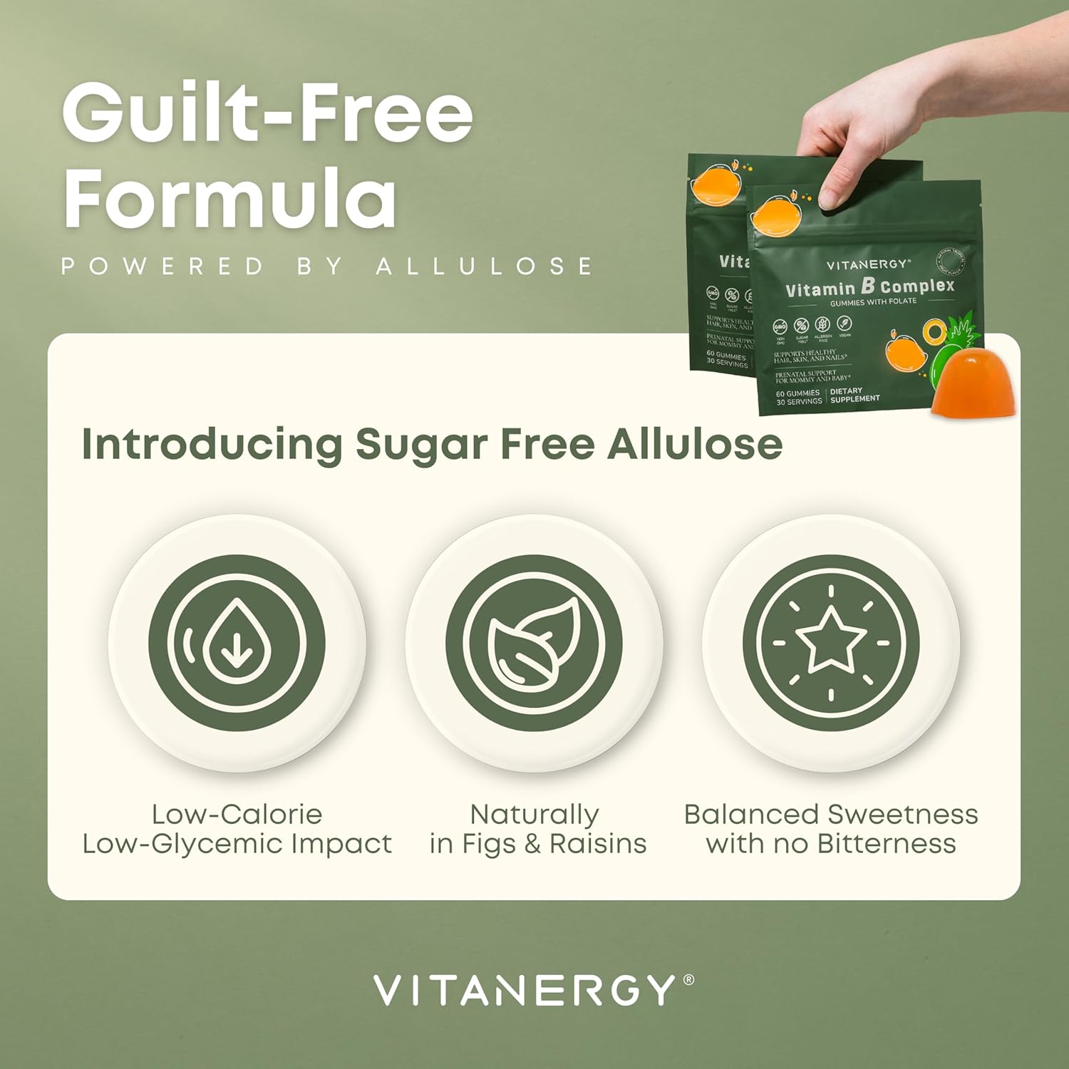 Vitanergy Vitamin B Complex Gummies for Women - 7 Essential Vitamins and Iron, Energy, Immune, Prenatal Support, Portable Pouch, Tropical Flavor, Made in USA, 60 Count