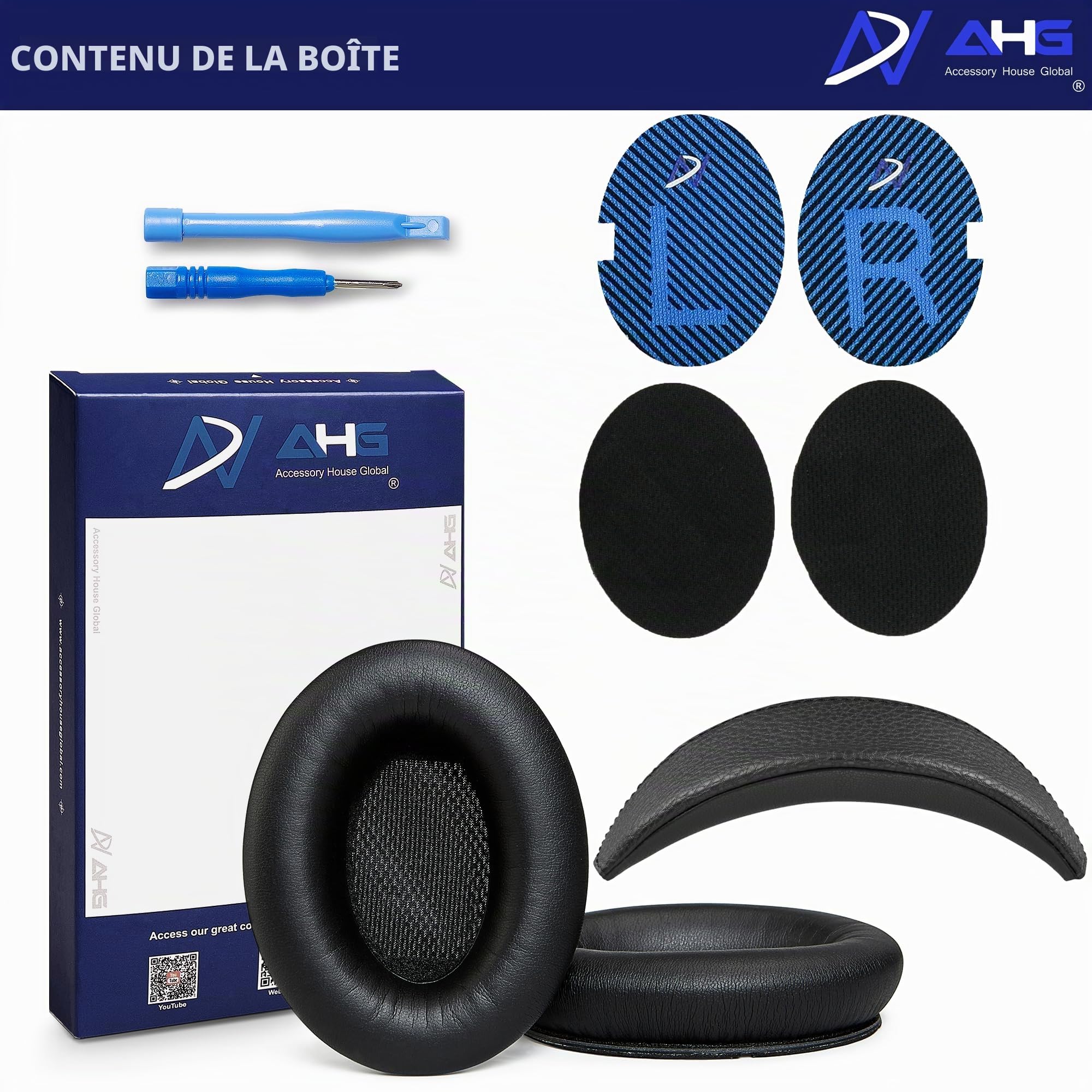 Coussinets d'oreille et bandeau de rechange pour casque Bose Around-Ear 2 (AE2), Around-Ear 2 sans fil (AE2w) et SoundTrue Around-Ear (AE) - Non compatible avec d'autres casques Bose
