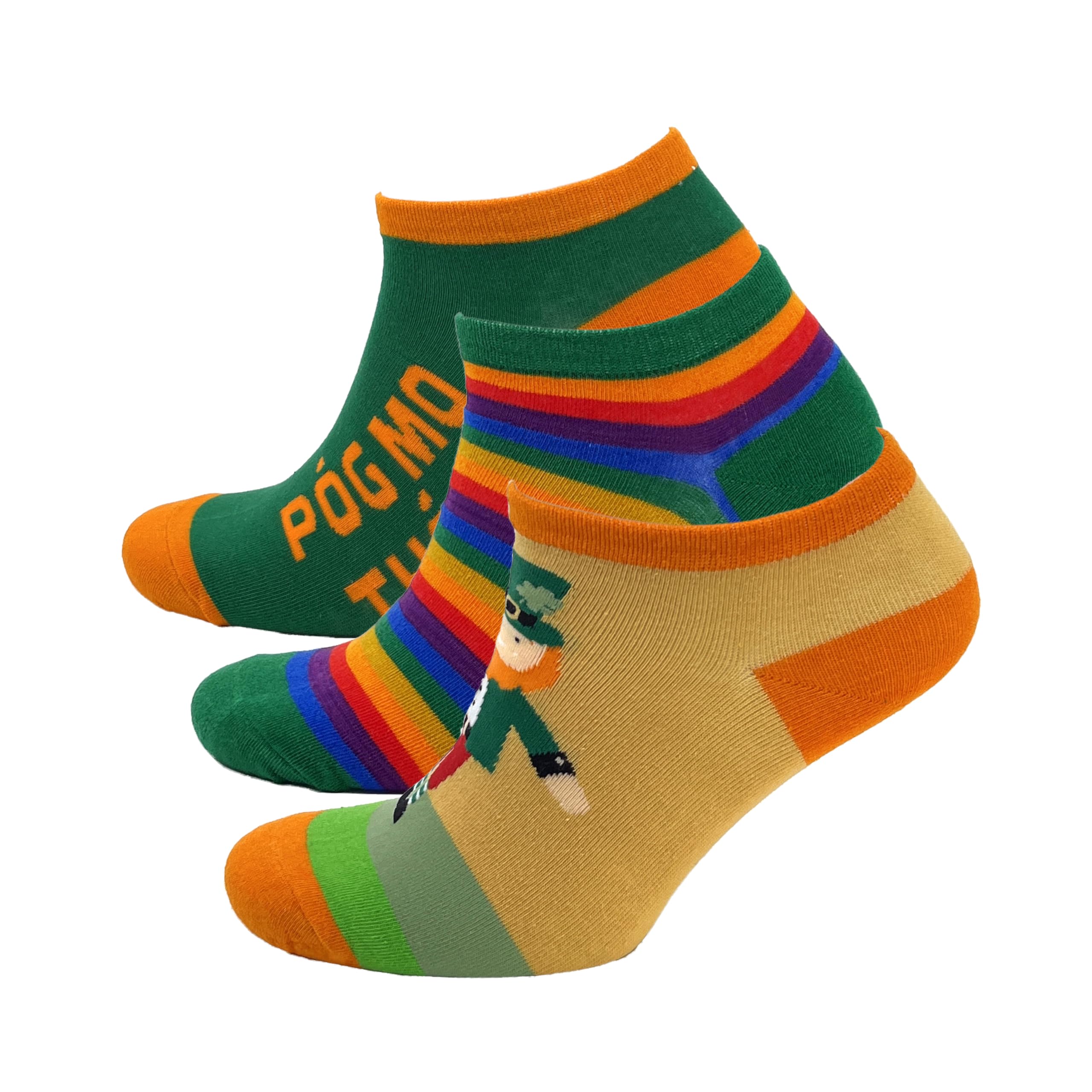 EuroStick Novelty Irish Themed Socks - Ireland Leprechaun Socks (3 Pack, Rainbow, Pog Mo Thoin, UK 4-7, 8-11)
