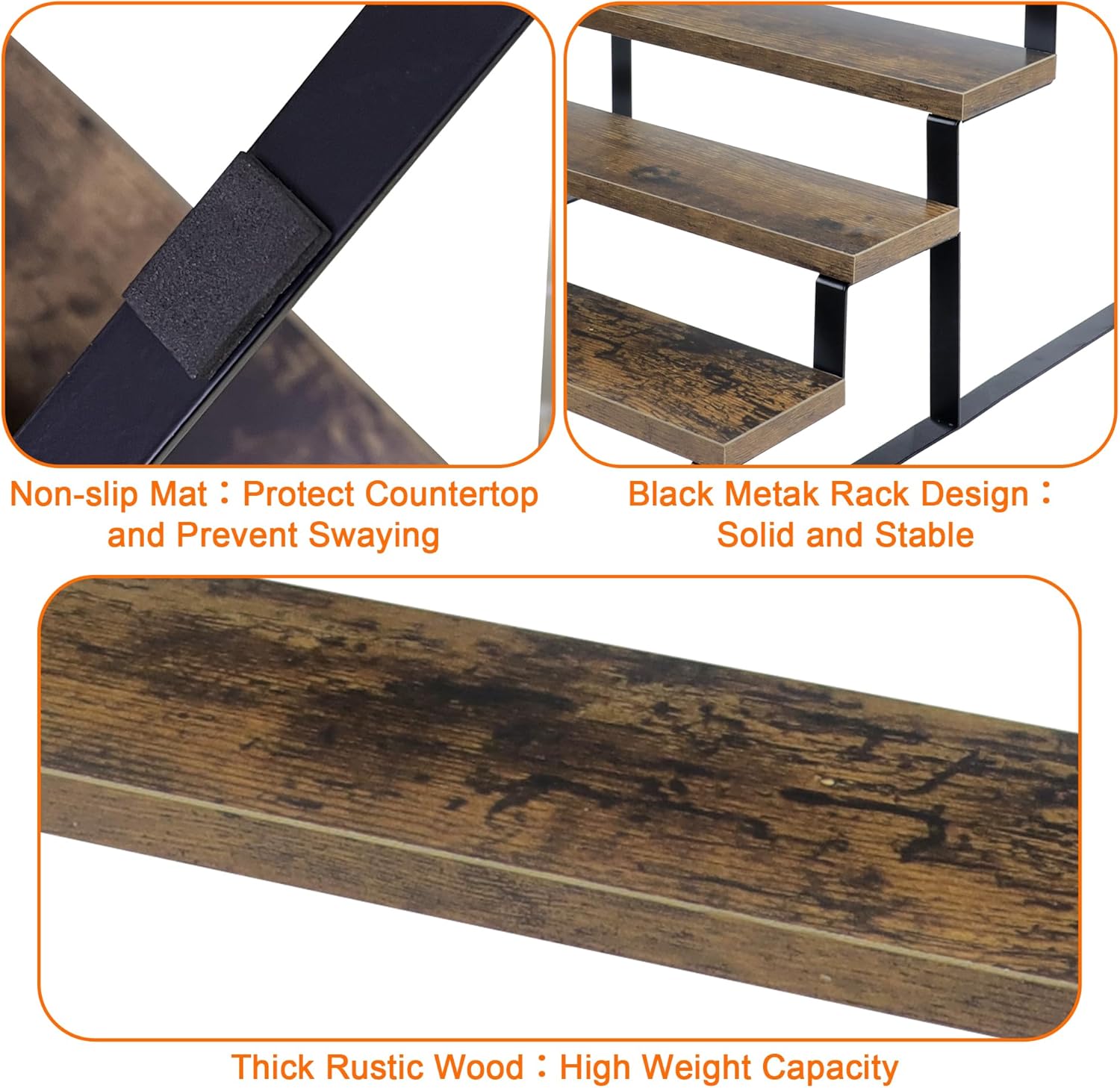 Wood Cupcake Stand, 4 Tier Wooden Cupcake Display Stand, Rustic Tiered Spice Rack Organizer, Perfume Organizer Stand, Display Riser Stand for Figures, Cupcake, Dessert