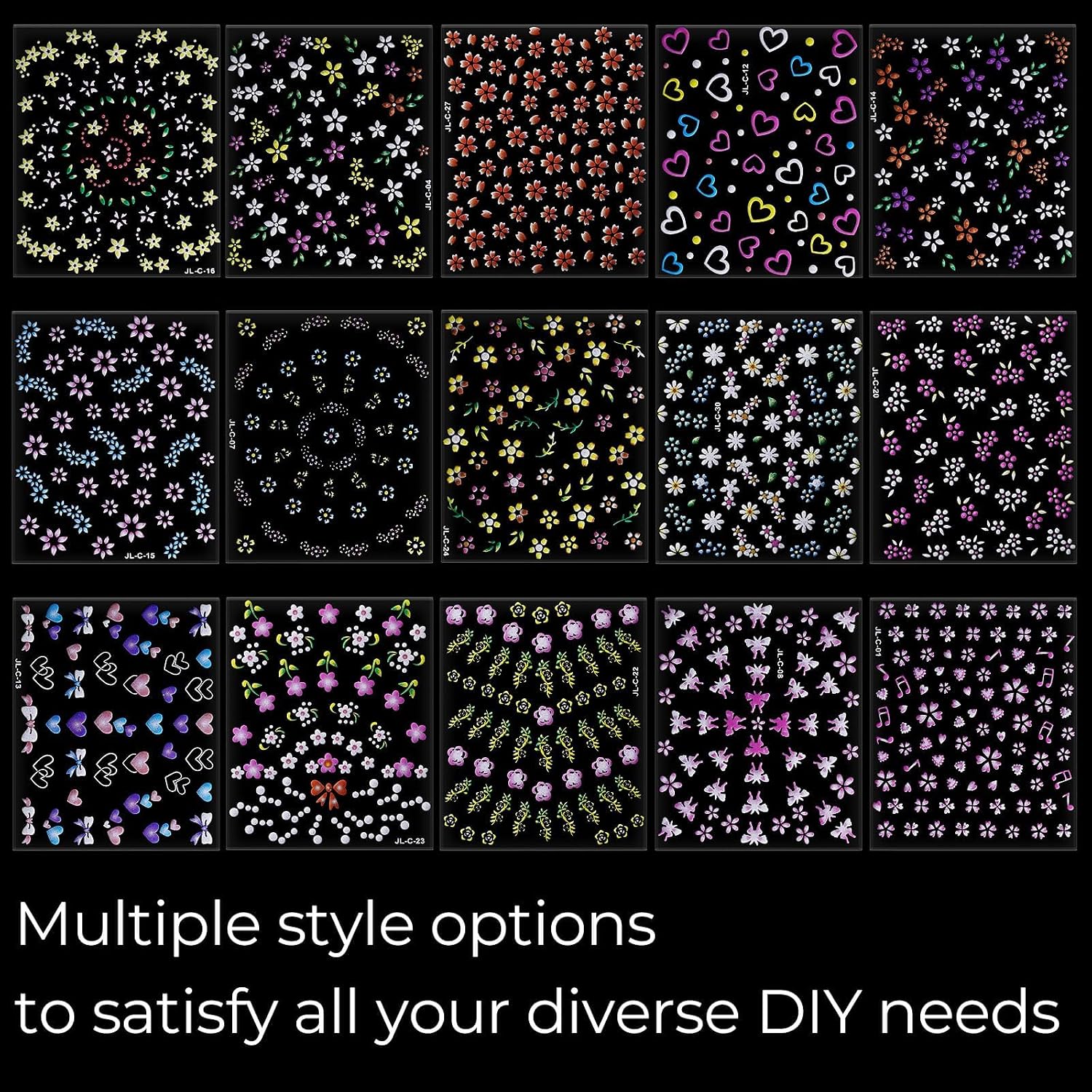 60 Sheets Floral Nail Stickers Dopamine Bloom 3D Self Adhesive Nail Art Decals for Women Girls, Cute Daisy Heart Flower Designs, Nail Art Supplies Manicure Salon DIY Decoration Accessories