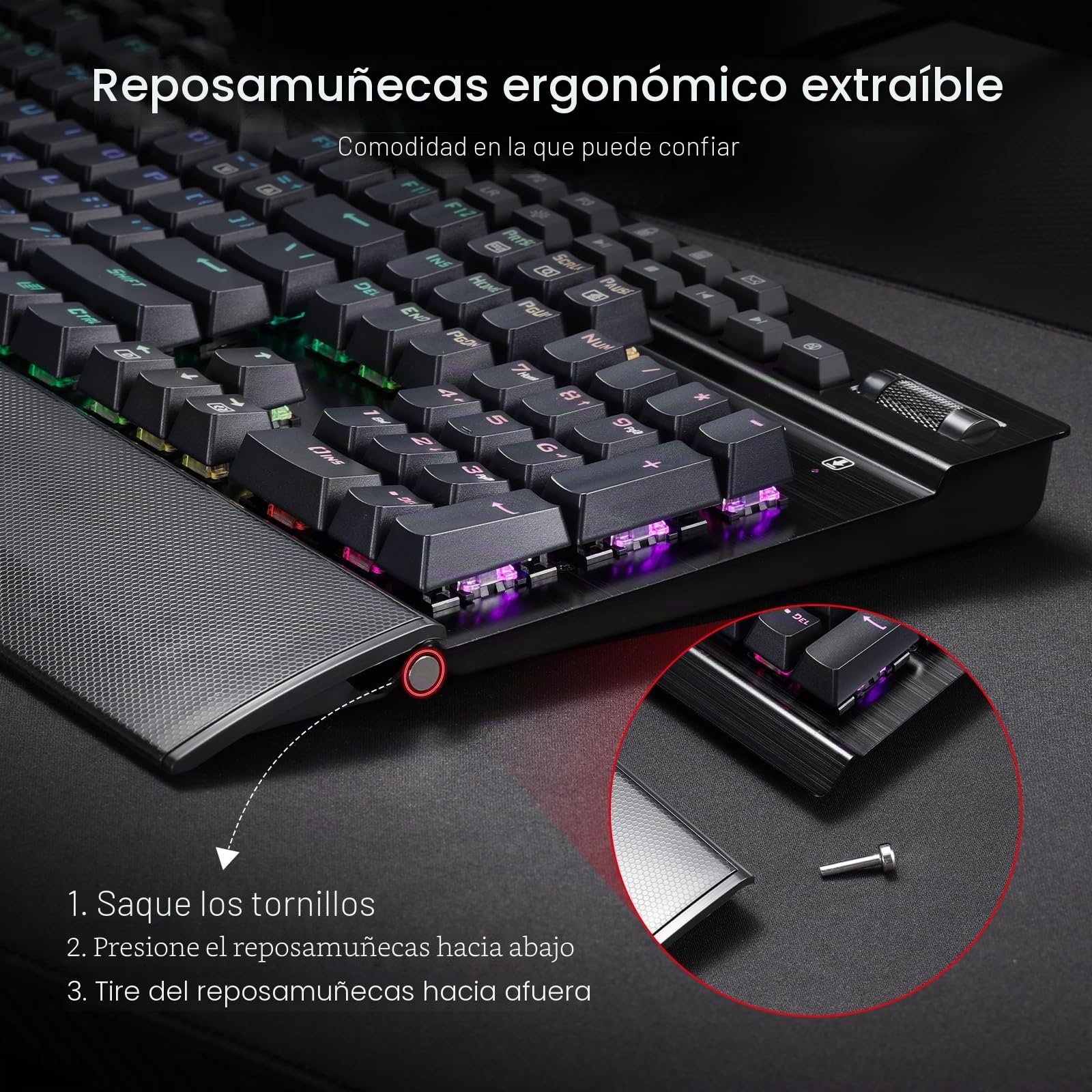 Redragon K550 Teclado Gaming RGB Mecánico Cable 104+12 Teclas Macro US Layout