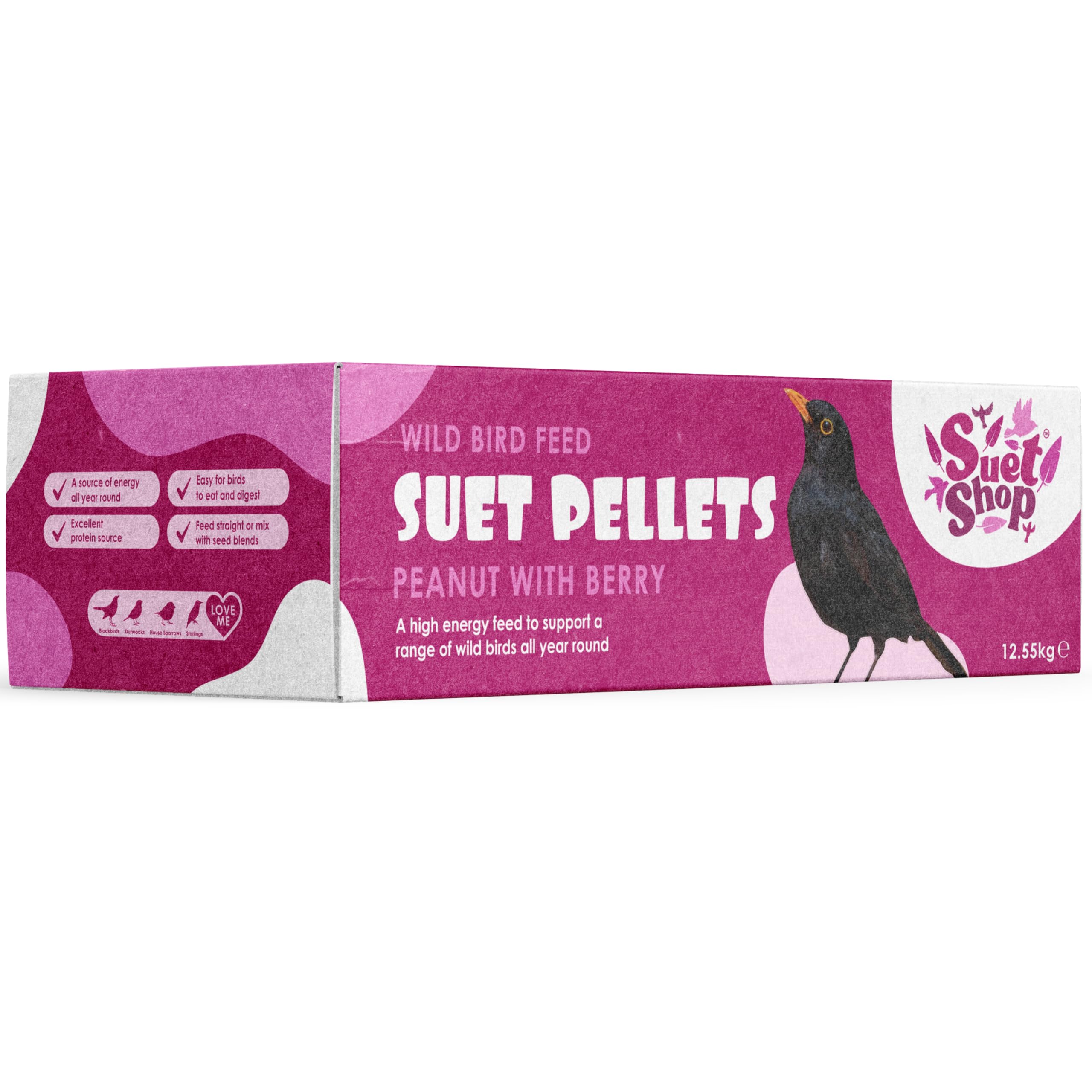 Suet Shop - Peanut & Mealworm Suet Pellets, 3kg Resealable Tub - Wild Bird Food Enriched with Human Grade Beef Tallow, High in Energy & Protein - All-Season Bird Feed - Manufactured In The UK — view 13