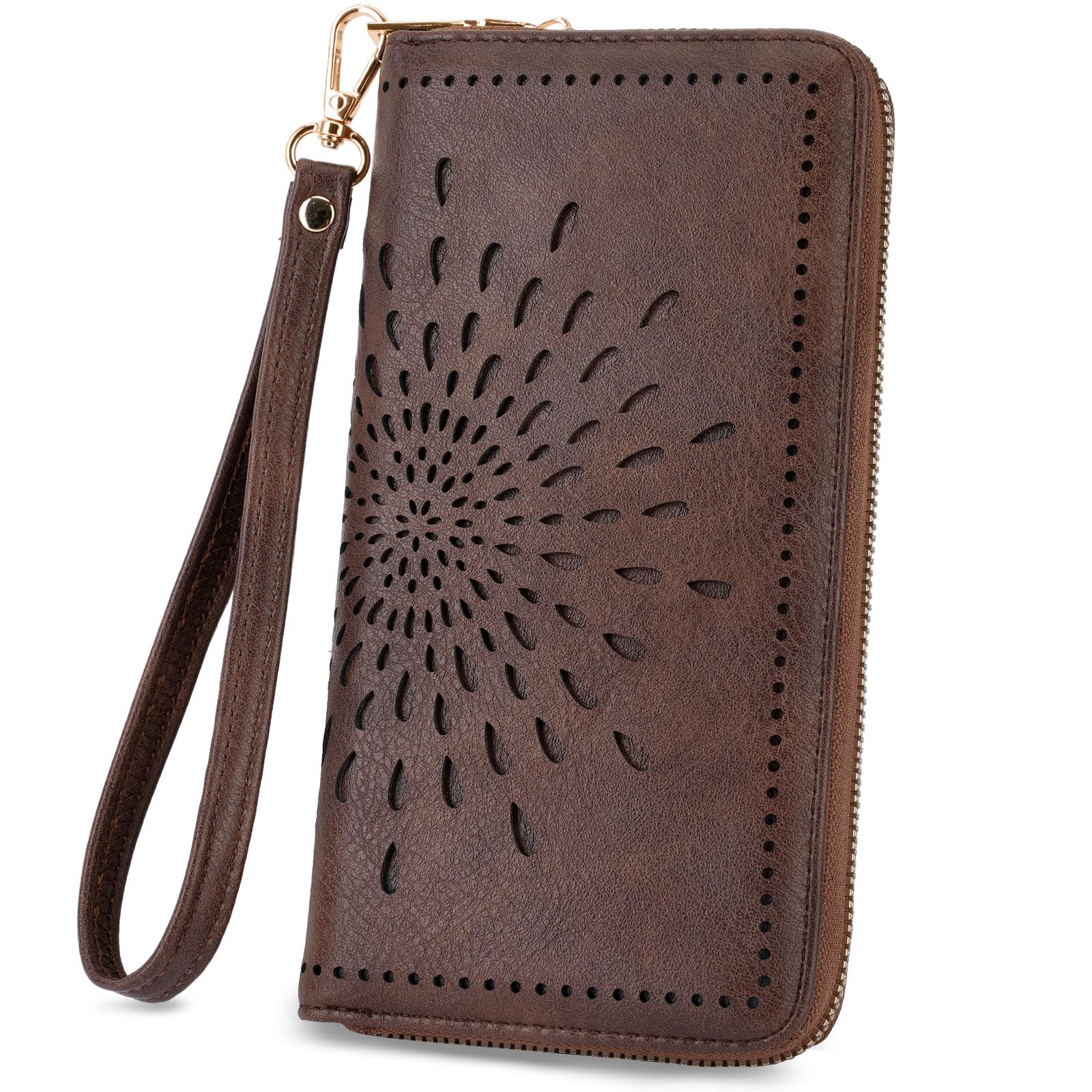 APHISON Wallet Women Large Capacity Clutch Purse For Ladies Card Holder RFID Wristlet Phone Zipper Coin Travel Pocket
