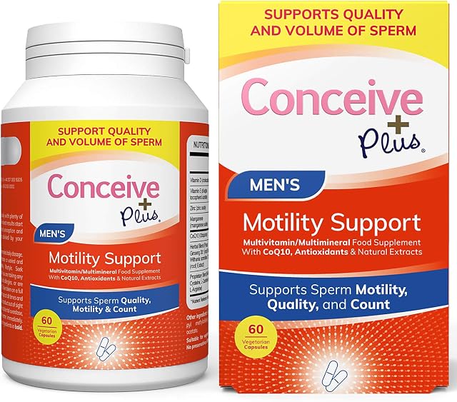 Conceive Plus Motility Supplement for Men - Vitamin E, Zinc, Ginseng, CoQ10 - Boost Count Male Reproductive Health 60 Capsules