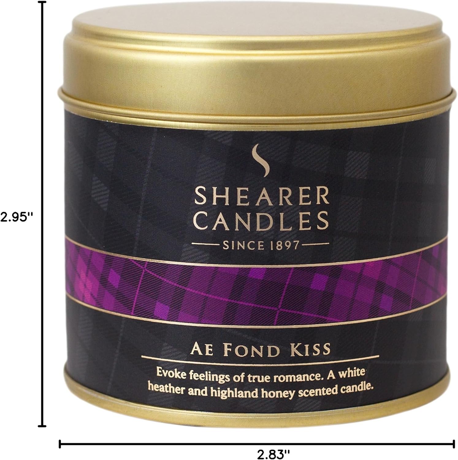 Shearer Candles Ae Fond Kiss Large Scented Tartan Tin Candle - Ivory
