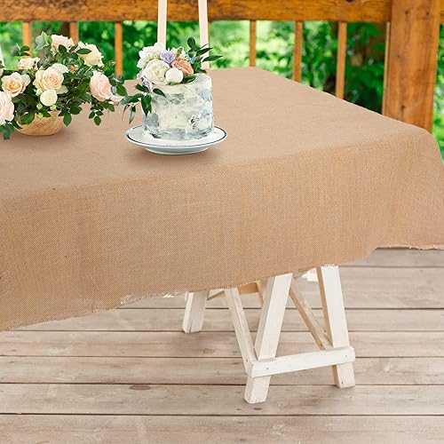 Miniatura 7 de Mantel rectangular de arpillera natural para casa de campo mantel rústico marrón yute mantel de mesa para fiestas hogar cocina mesa interior 1