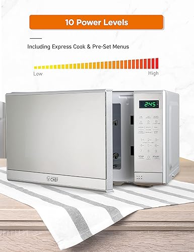 Miniatura 4 de COMMERCIAL CHEF Microondas pequeño de 0.7 pies cúbicos para encimera con pantalla digital, microondas de acero inoxidable y horno tostador de 4