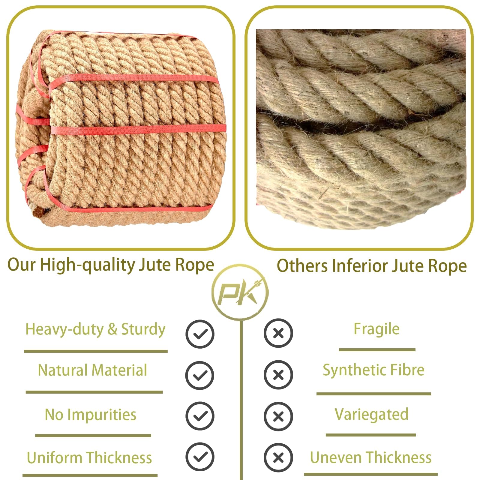 Cuerda de yute de 1 pulgada x 100 pies, cuerdas de manila trenzadas resistentes, cuerda de cáñamo natural gruesa para manualidades, decoración del hogar, jardinería, barandilla, tira y