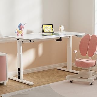 pro.tec Höhenverstellbarer Kinderschreibtisch Ringe 120 x 60 cm Computertisch für Kinder Weiß Schülerschreibtisch