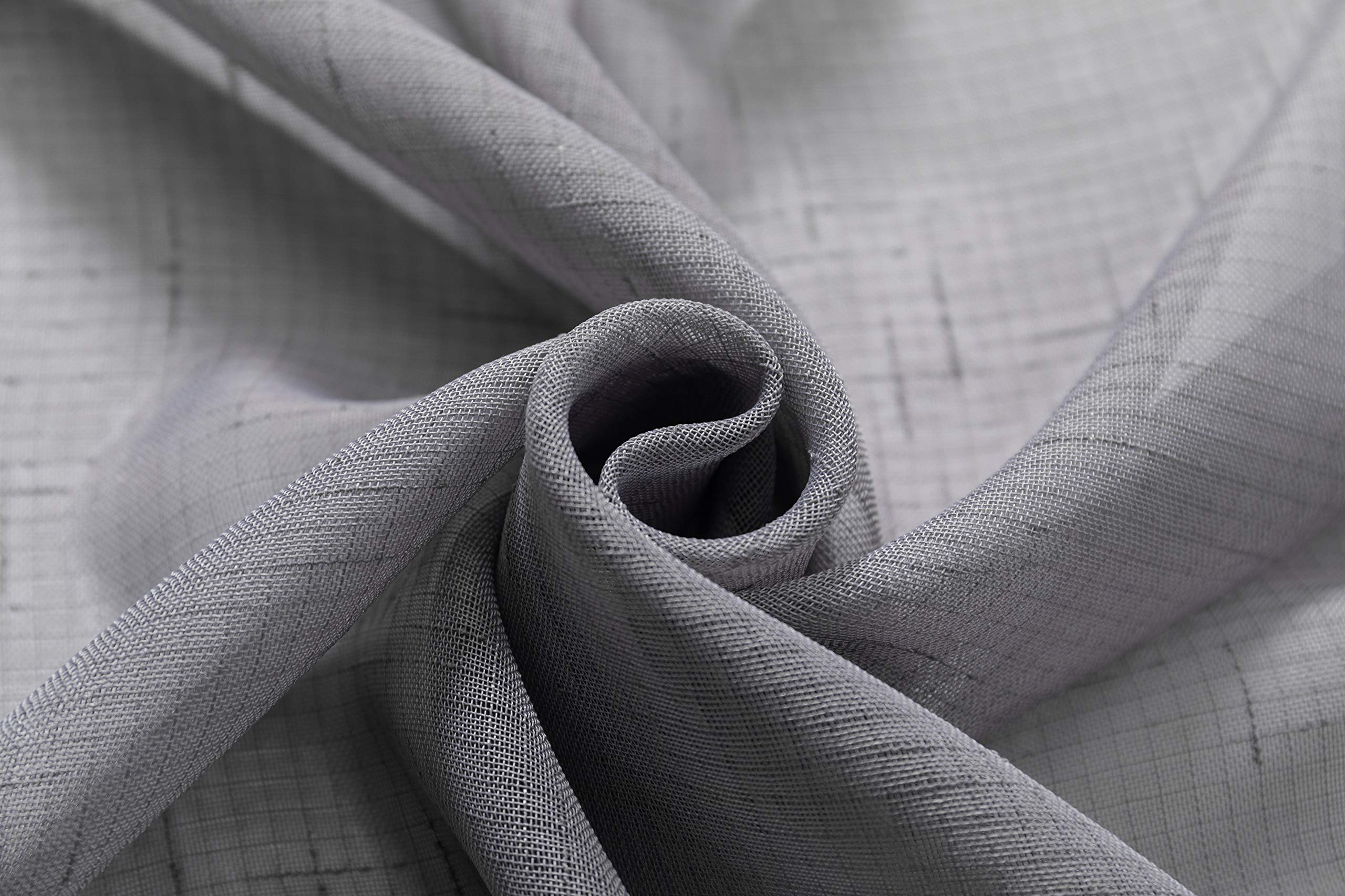 Tende Voile Effetto Lino Girasole Home - 2 Pannelli 140x290 Cm, Grigio, Con Occhielli, Per Interni - Foto 7