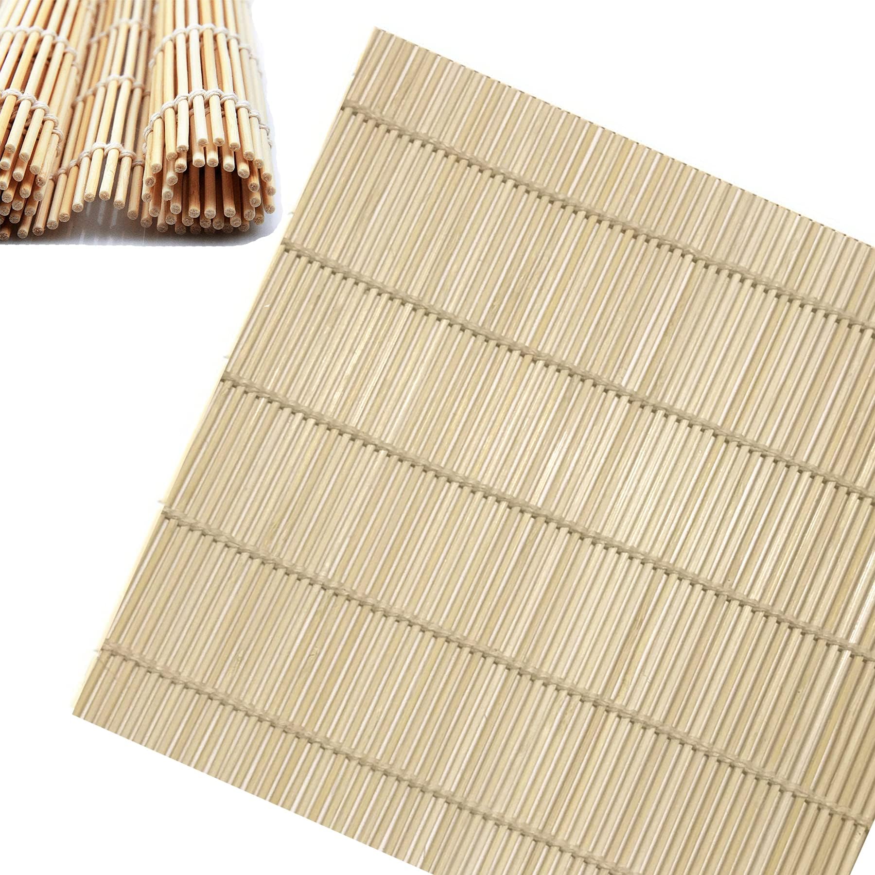 AIKS 2PCS Natural Bamboo Sushi Rolling Mat Sushi Roller Inch for Making Sushi 9x9.5 Inch