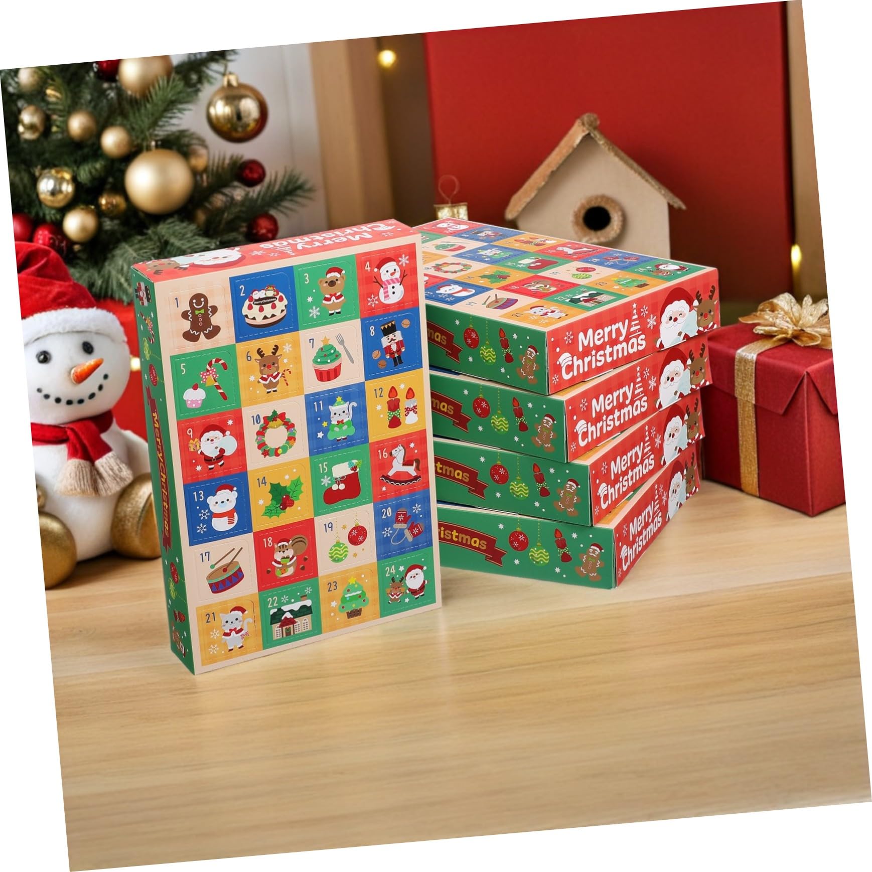 Generico 15 Pezzi Calendario Avvento Natale Scatole Vuote 24 Giorni per Dolciumi e Decorazioni Fai da Te Divertimento Famiglia Festa