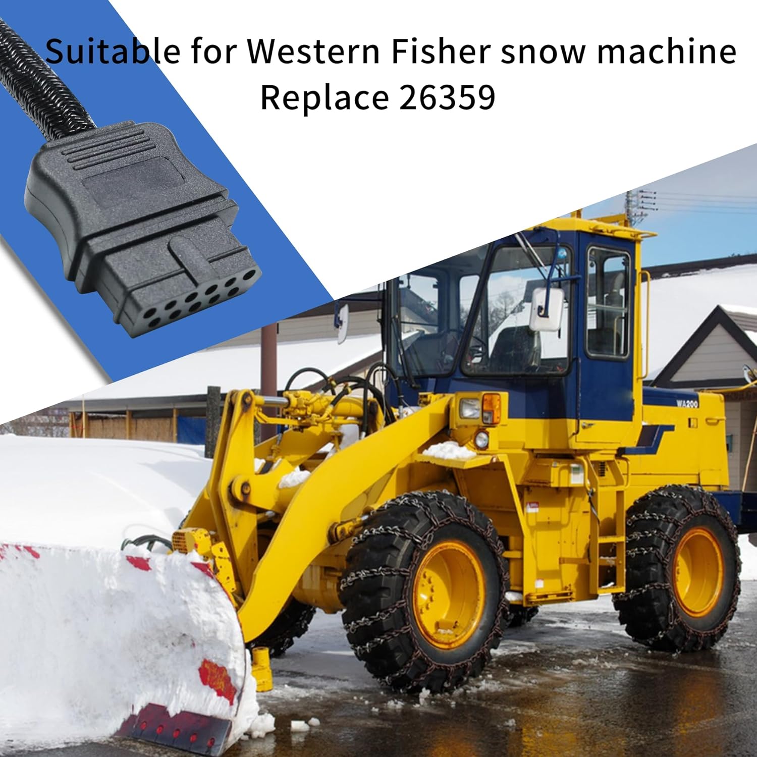 26359 3 Pin Snow plow Side Control Wire Harness Kit Fit for Western Fisher Truck Snow Plow,Truck and Plow Side Repair Harness(with Waterproof Cover)