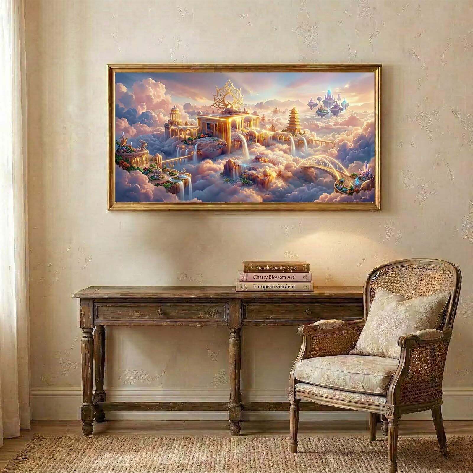 Haft diamentowy pełny zestaw duży rozmiar 60 x 120 cm, zamek diamentowy obraz dla dorosłych XXL obraz diamentowy krajobraz 5D DIY pełny kryształ górski haft krzyżykowy, dekoracja ścienna do domu C6
