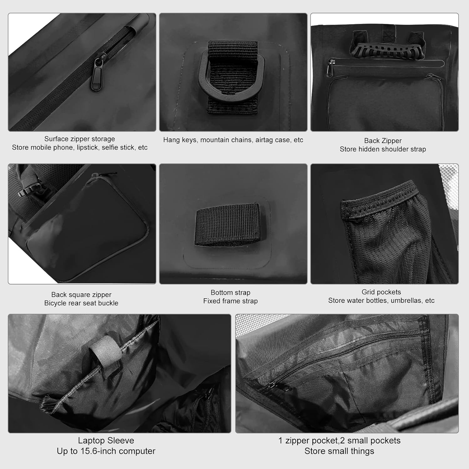 YEEGO DIRECT Bike Panniers,29L Large Capacity Waterproof bike bags, Bike Rack Bag Saddle Bags For Rear Rack Bicycles Commuter Backpack - Black (1 PCS) - Image 6