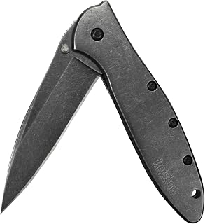 Kershaw Leek BlackWash Folding Pocketknife, 3" 14C28N Stainless Steel Blade, Assisted Opening Folding EDC