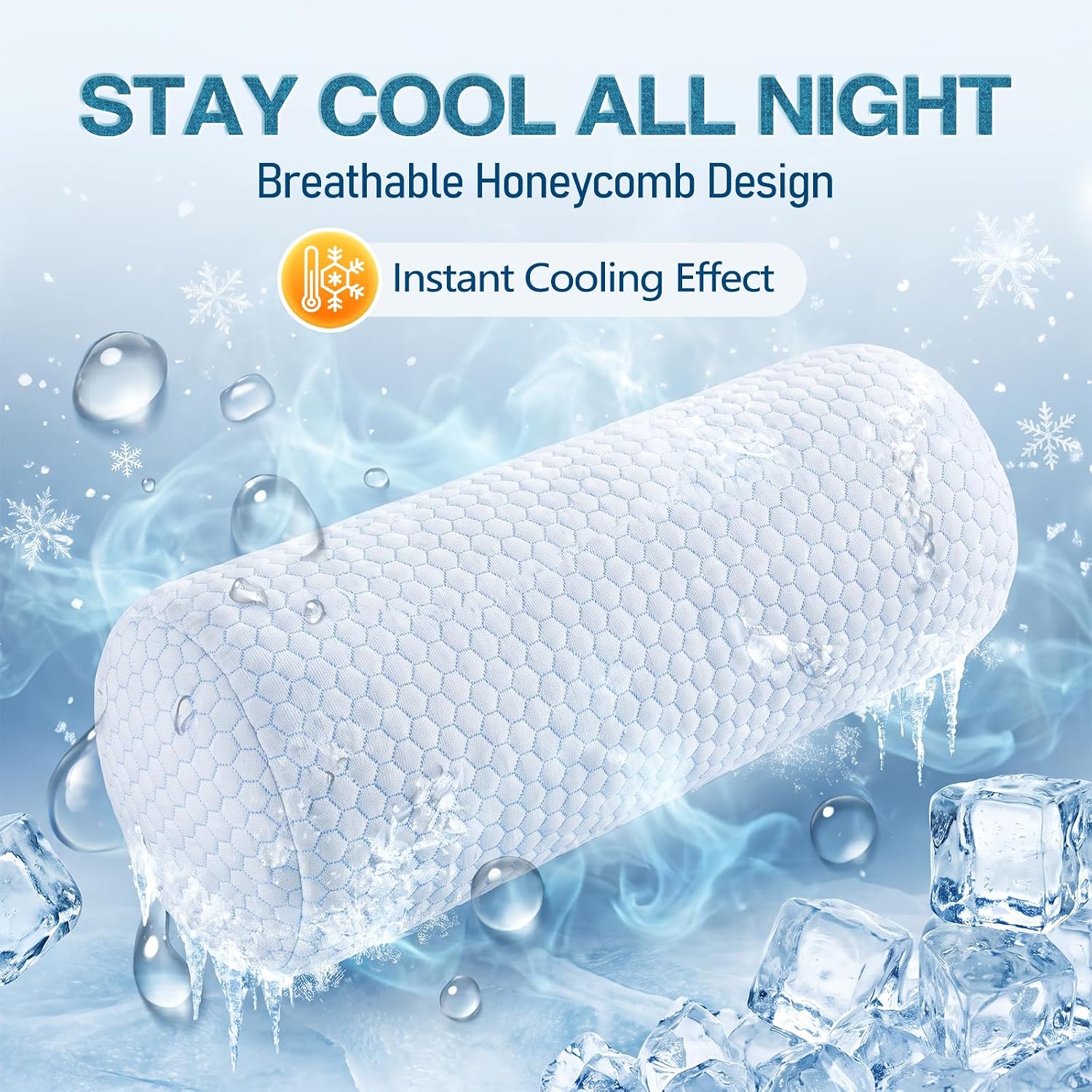 Neck Roll Pillow, Cooling Round Bolster and Lumbar Pillow, 13"x 6"