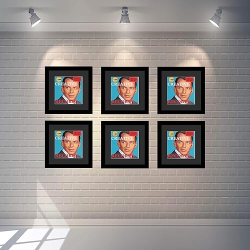 Miniatura 4 de Creative Picture Frames Marco de registro de una sola cubierta de 7 x 7 pulgadas con paspartú negro para exhibir 7 pulgadas y 45 rpm con funda de