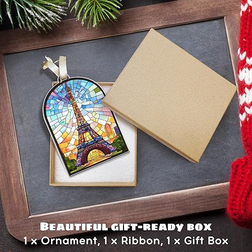 Miniatura 3 de Adorno de la Torre Eiffel 2025 - Adornos navideños de Francia, Adornos navideños de viaje - Regalos de la Torre Eiffel para mujeres, hombres,