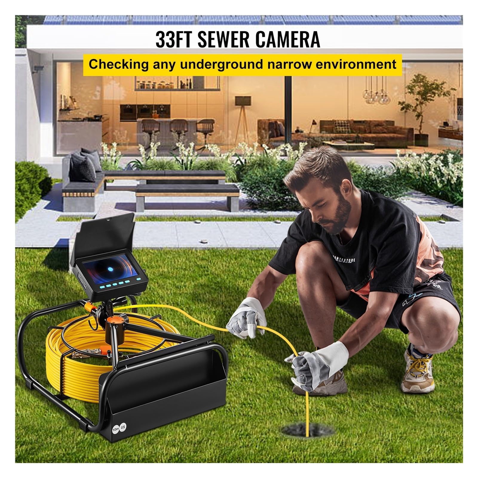 Boroscopio, Cámara de alcantarillado inspección tuberías con Pantalla 4,3" endoscopio Industrial Impermeable DVR(20M Cable)
