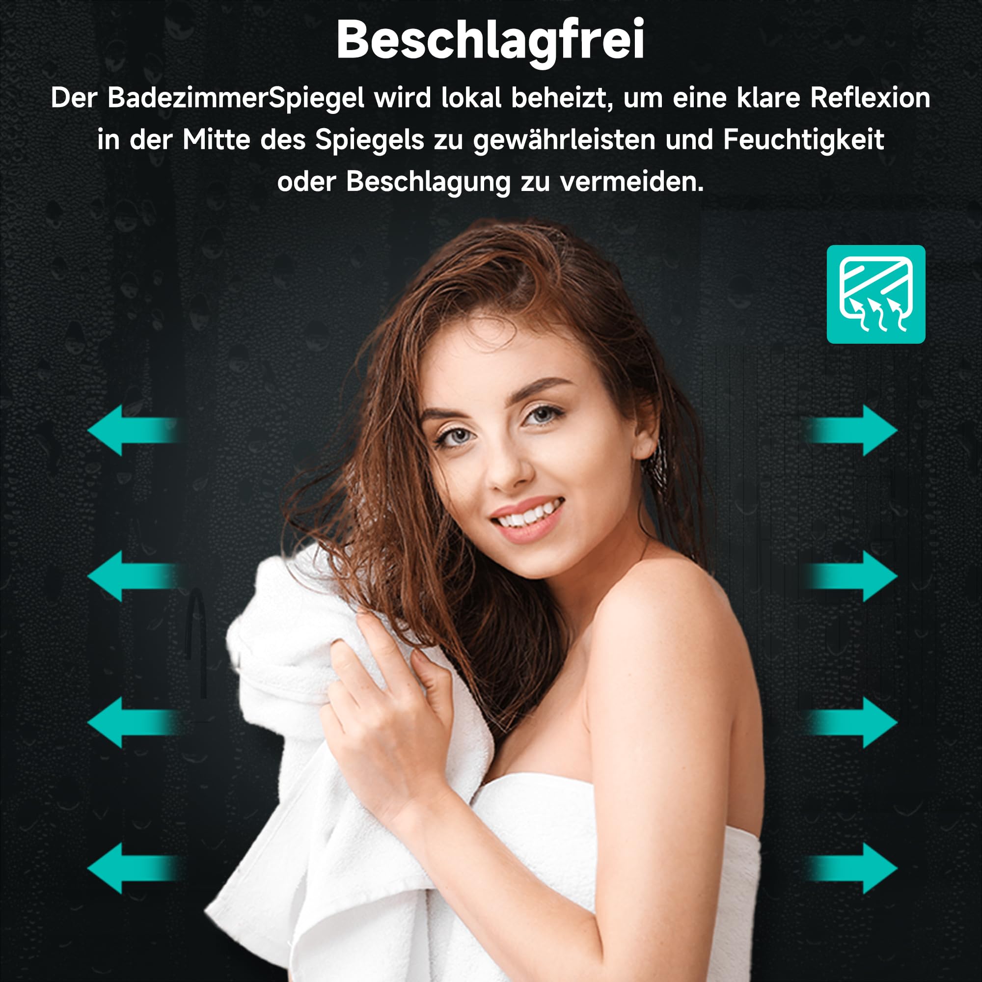 SONNI LED Badspiegel Rund 60cm – Wandspiegel mit Beleuchtung, 3 Farbtemperaturen, Dimmbar, Anti-Beschlag, Memory-Funktion, IP44
