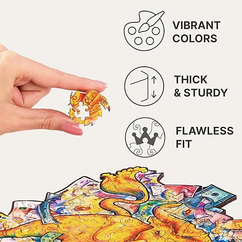 Miniatura 7 de UNIDRAGON Rompecabezas de madera originales  Toro próspero, 102 piezas, pequeño 7.5 x 8.7 pulgadas, hermoso paquete de regalo, forma única, el mejor