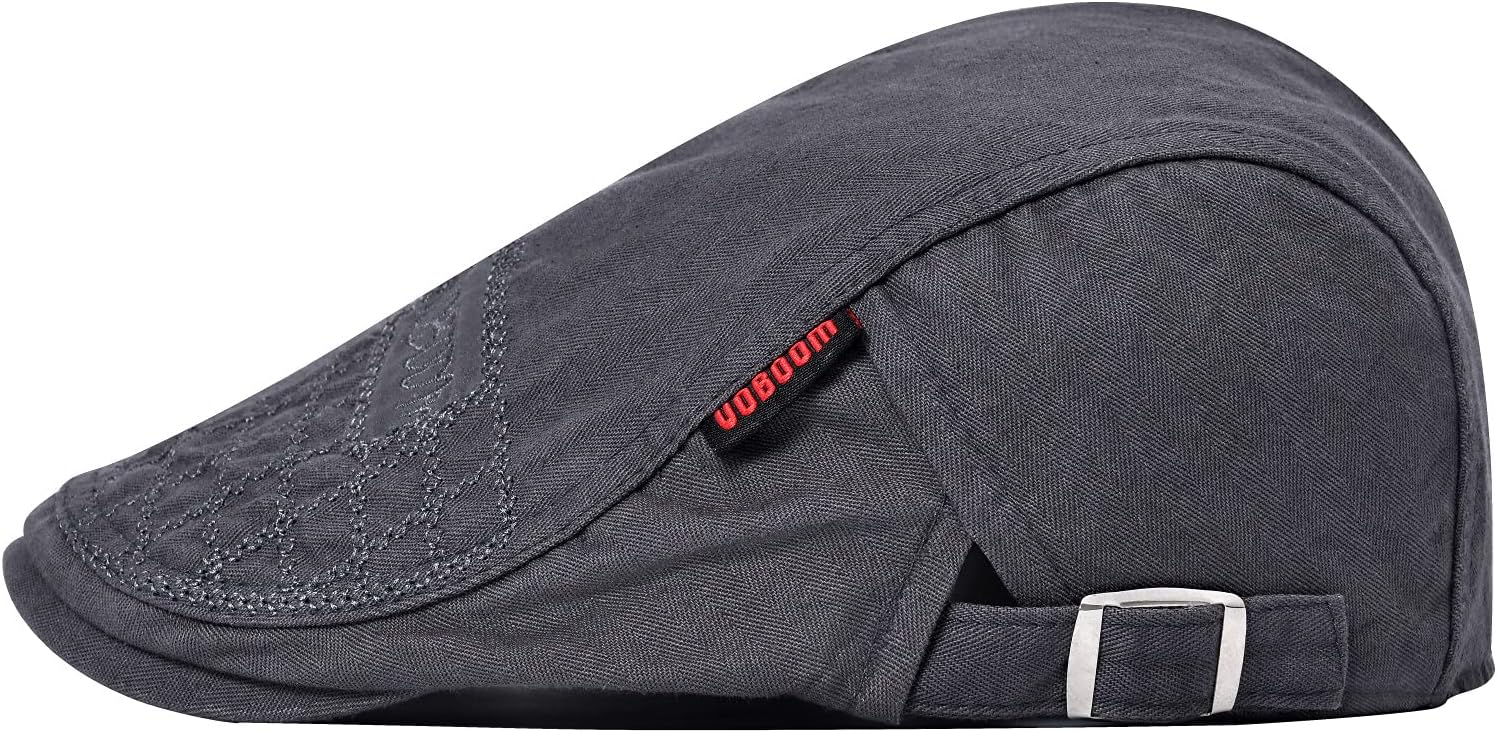 VOBOOM Men Cotton Adjustable Newsboy Beret Ivy Cap Cabbie Flat Hat - Image 3