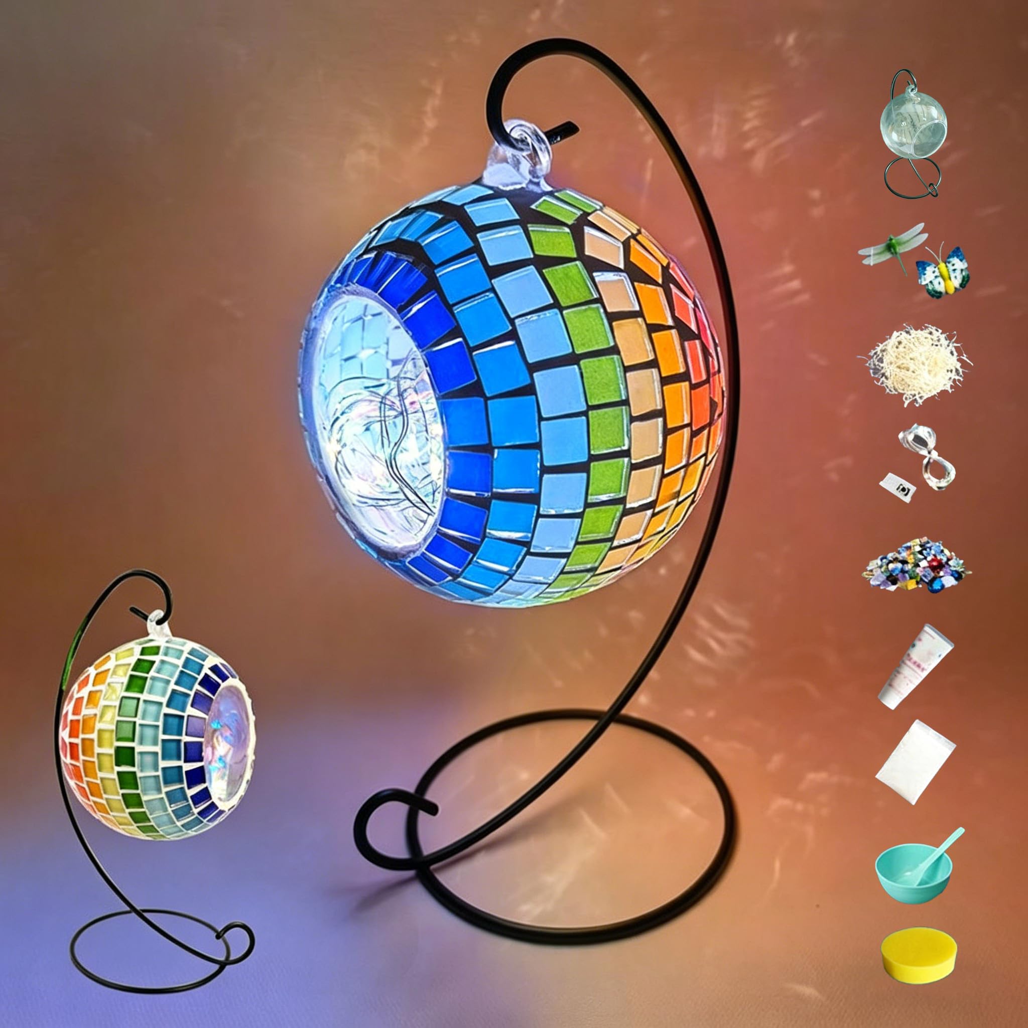 Kit di portacandele a mosaico fai da te con mosaico turco luce notturna con vetro colorato a mosaico fatto a mano lanterna marocchina per la casa soggiorno illuminazione arredamento stile 1