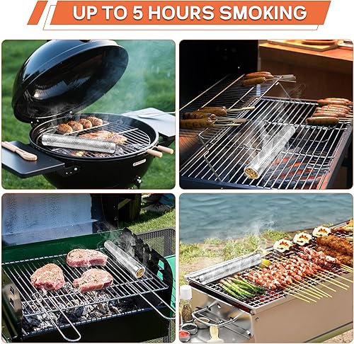 Miniatura 5 de Tubo de ahumador de pellets para parrilla de gas, tubo de humo de acero inoxidable de 12 pulgadas para ahumar en caliente o frío, 5 horas de humo