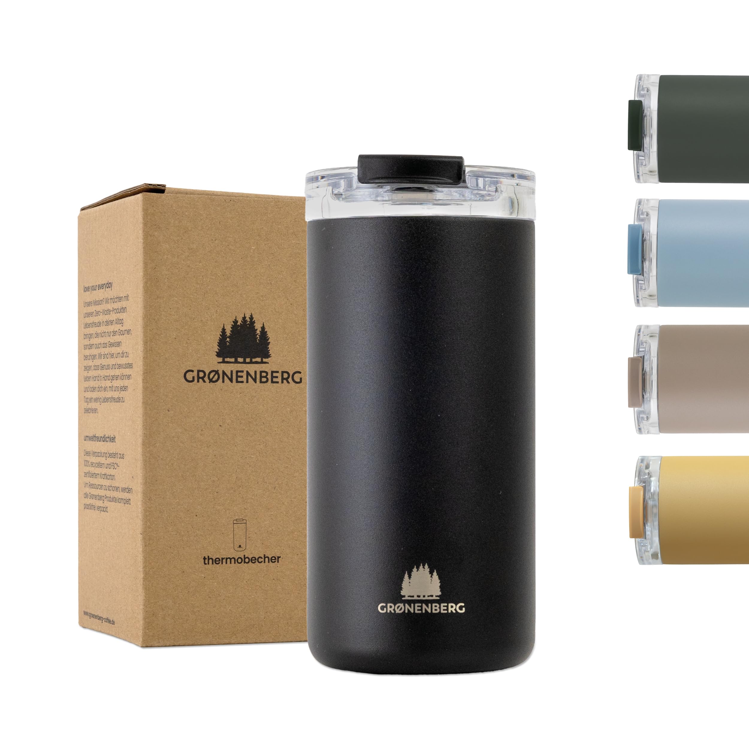 Groenenberg Thermobecher 473 ml – Kaffeebecher to go aus recyceltem Edelstahl, 100% auslaufsicher