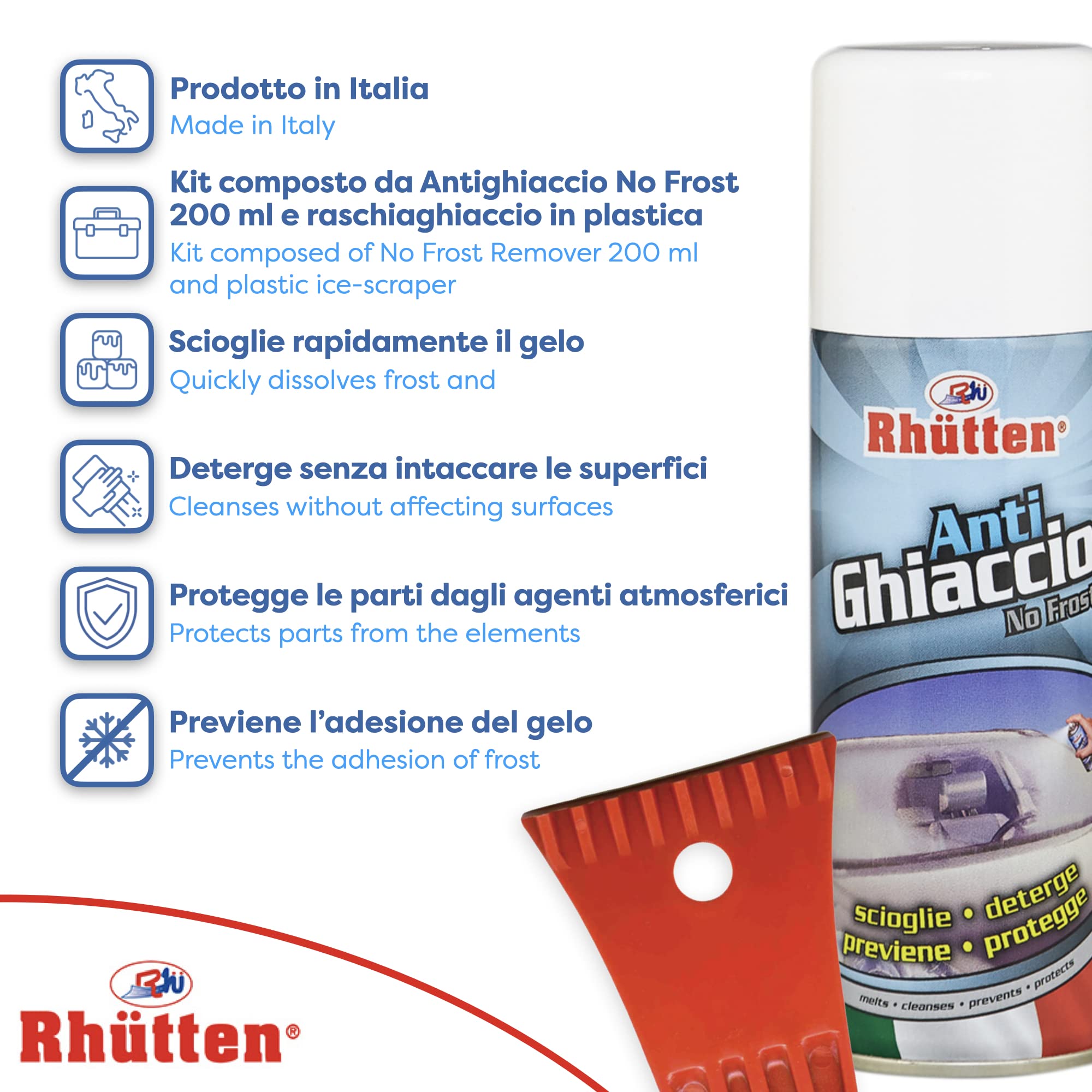 Spray Antigelo Auto E Sbrinatore Vetri 60 Ml Con Deumidificatore 200 G E Raschietto Morbido – Per Parabrezza, Specchietti E Serrature, Kit Invernale Completo