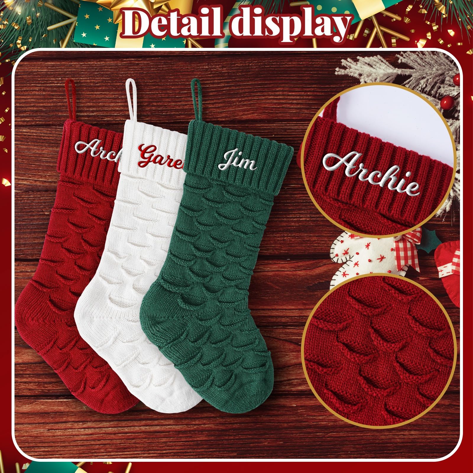 Personalisierte Weihnachtsstrümpfe 18 Zoll - Gestrickte Nikolausstrümpfe Mit Namen