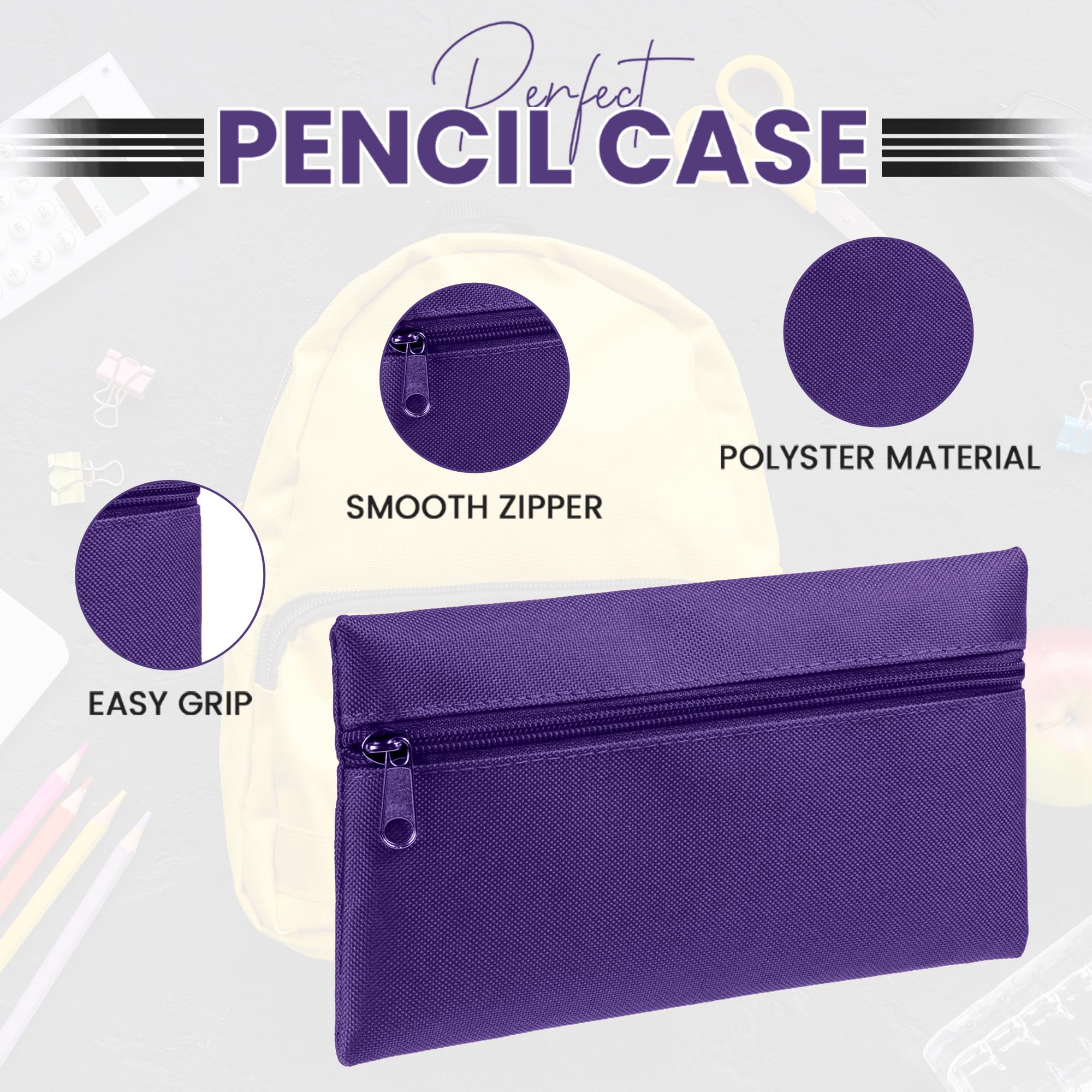 Prime Fashions Big Capacity Durable Pencil Case with Zipper Style Perfect for School Office and Makeup with Secure Zippered Design for Adults Boys Girls Kids. - Image 4