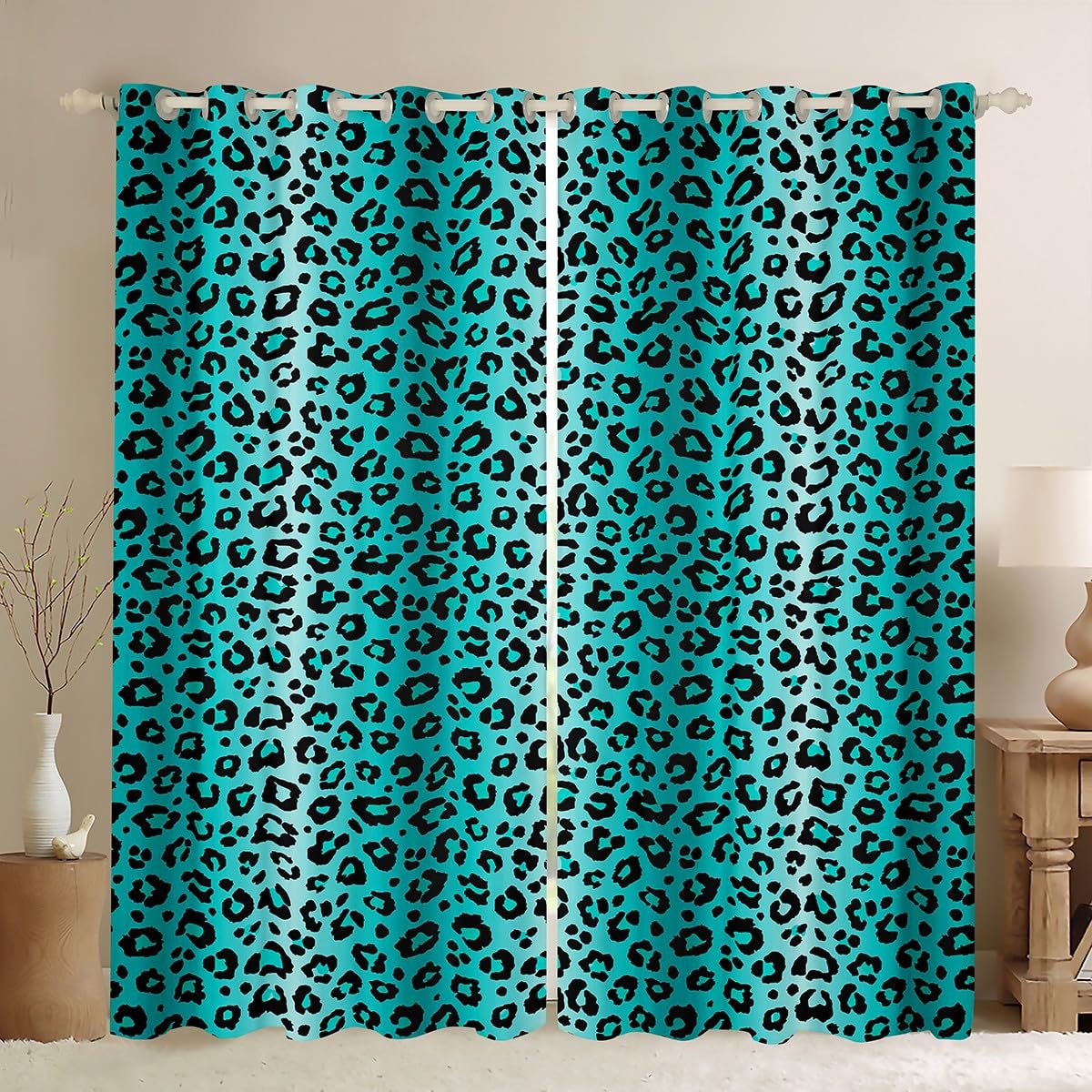 Homemissing Safari Animal Fur Window Curtains Leopard 30%-50% Blackout Curtains Cheetah Stripes Darkening Drapes for Bedroom TeensWildlife Living Room Window Treatments (2 Panels,W66*L90) — image 1